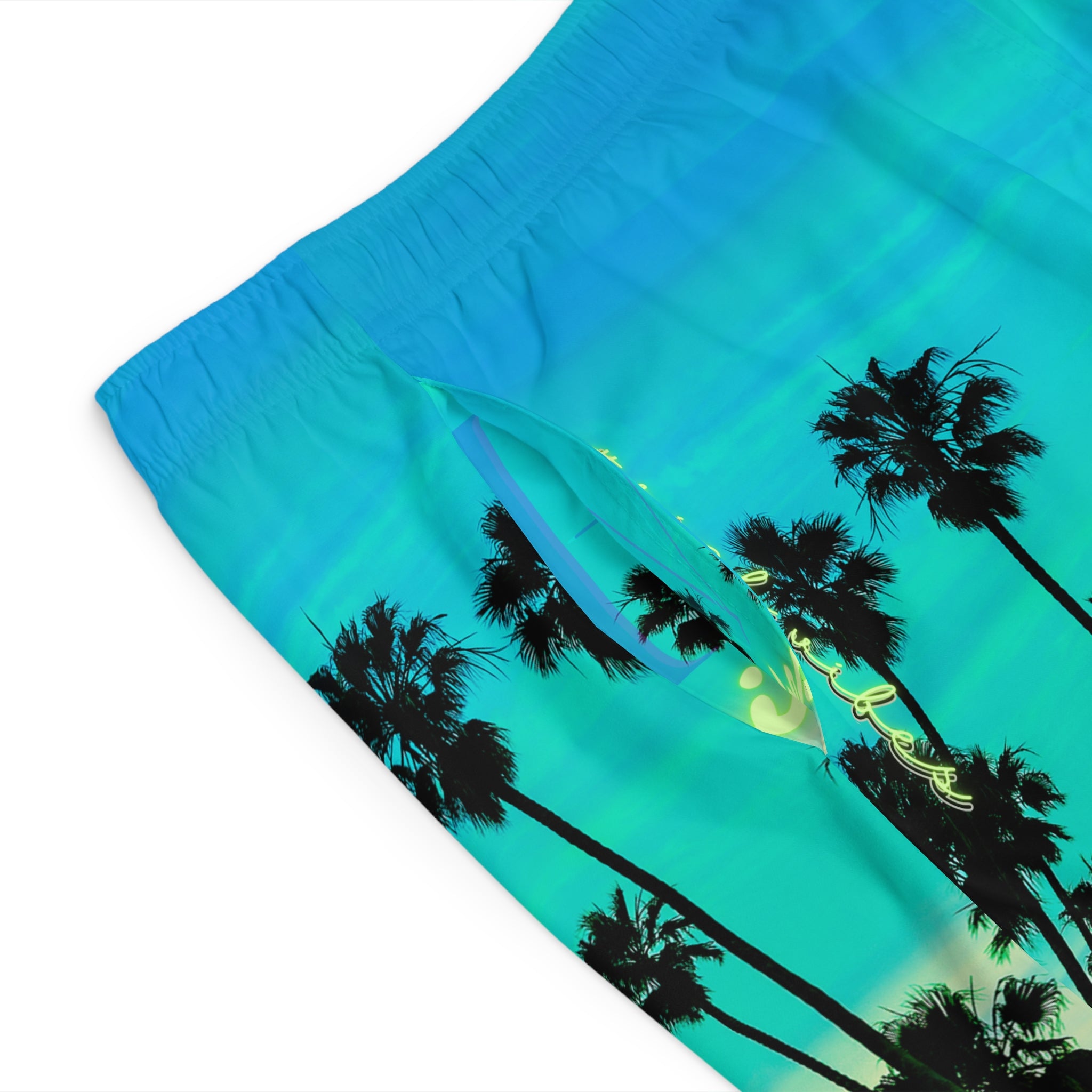Rich Vibes Volt Turquoise Sunset Tiger Shield 3.0 - Men's Board Shorts (AOP)