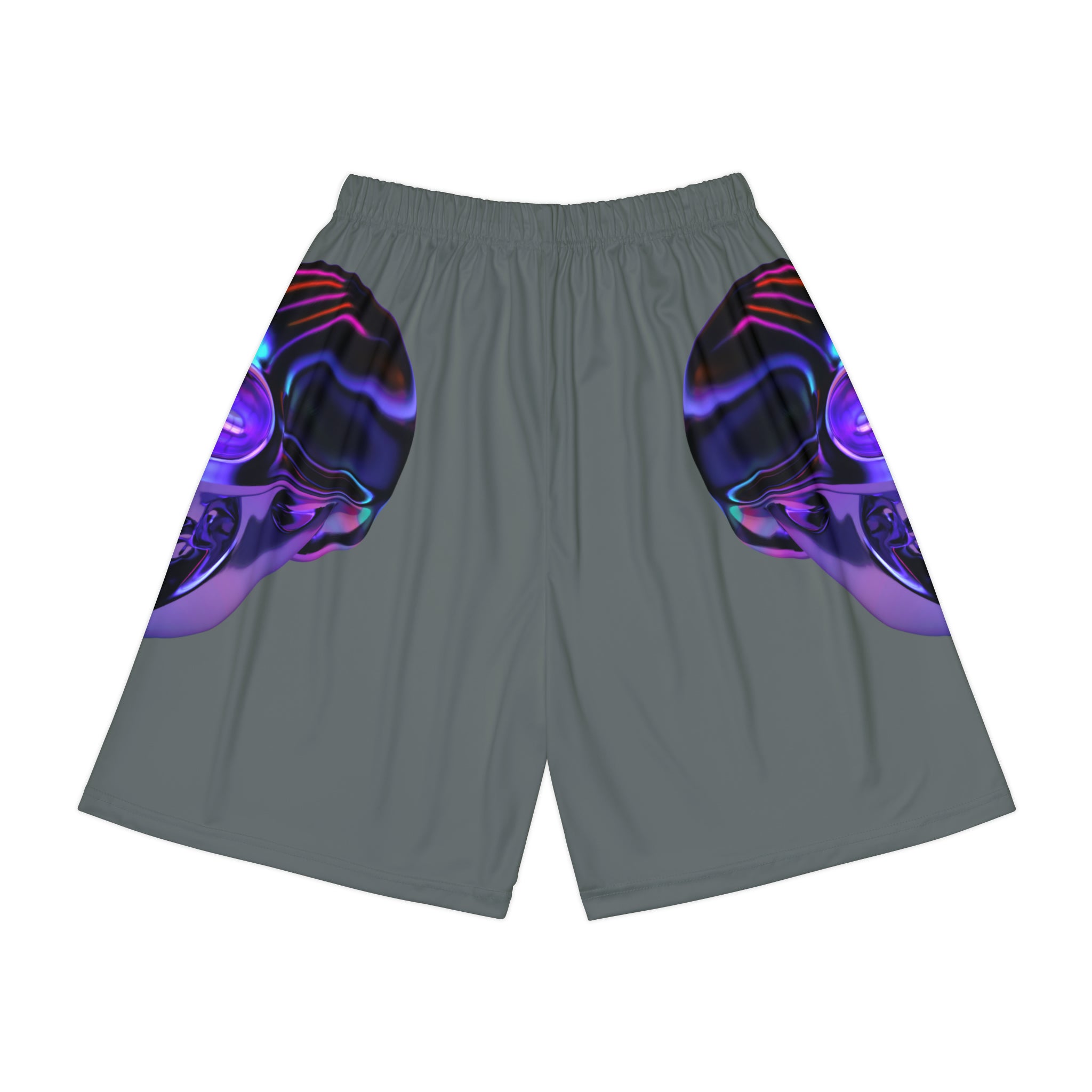 Rich Drip Psychedelic Metal Skull - RV Palm Tree Silhouette Men’s Sports Shorts (AOP) D-Grey