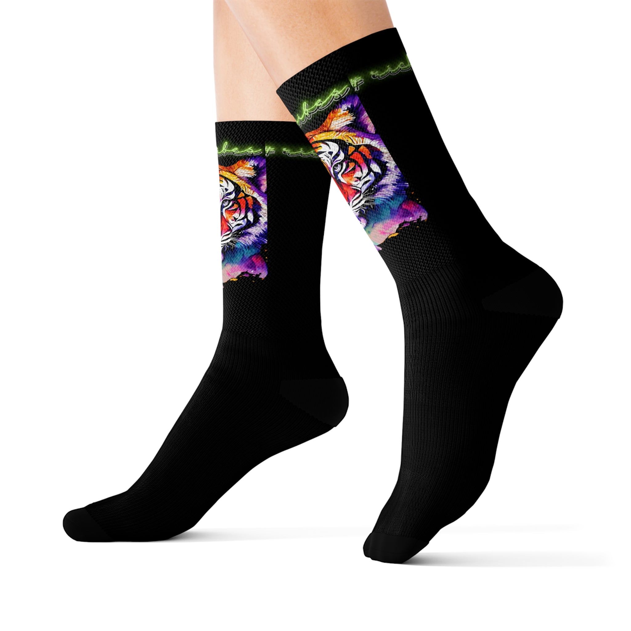 Rich Vibes Volt Tropical Jungle Tiger - Sublimation Socks Black