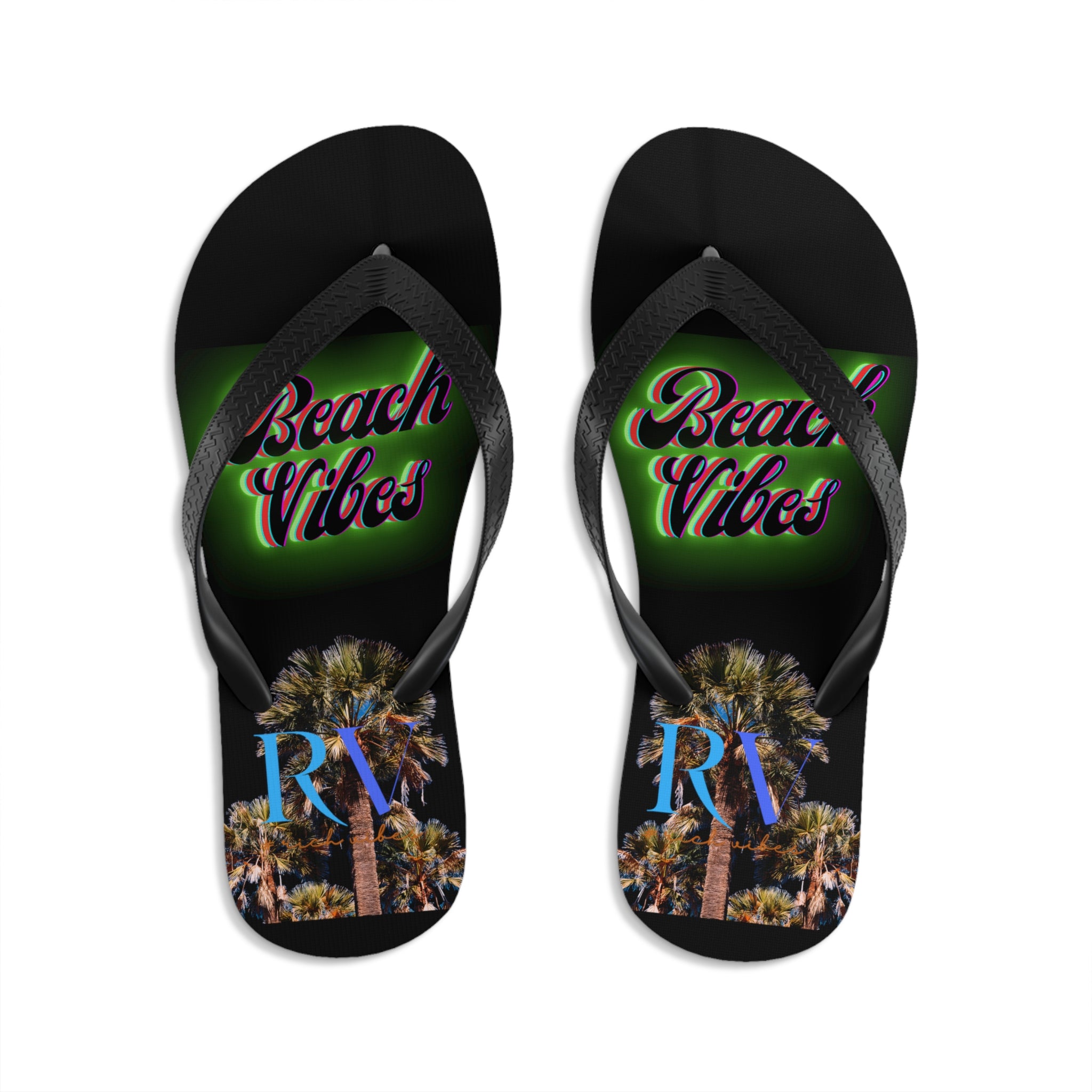 Rich Vibes RV Palm Tree Beach Vibes - Unisex Flip-Flops - M