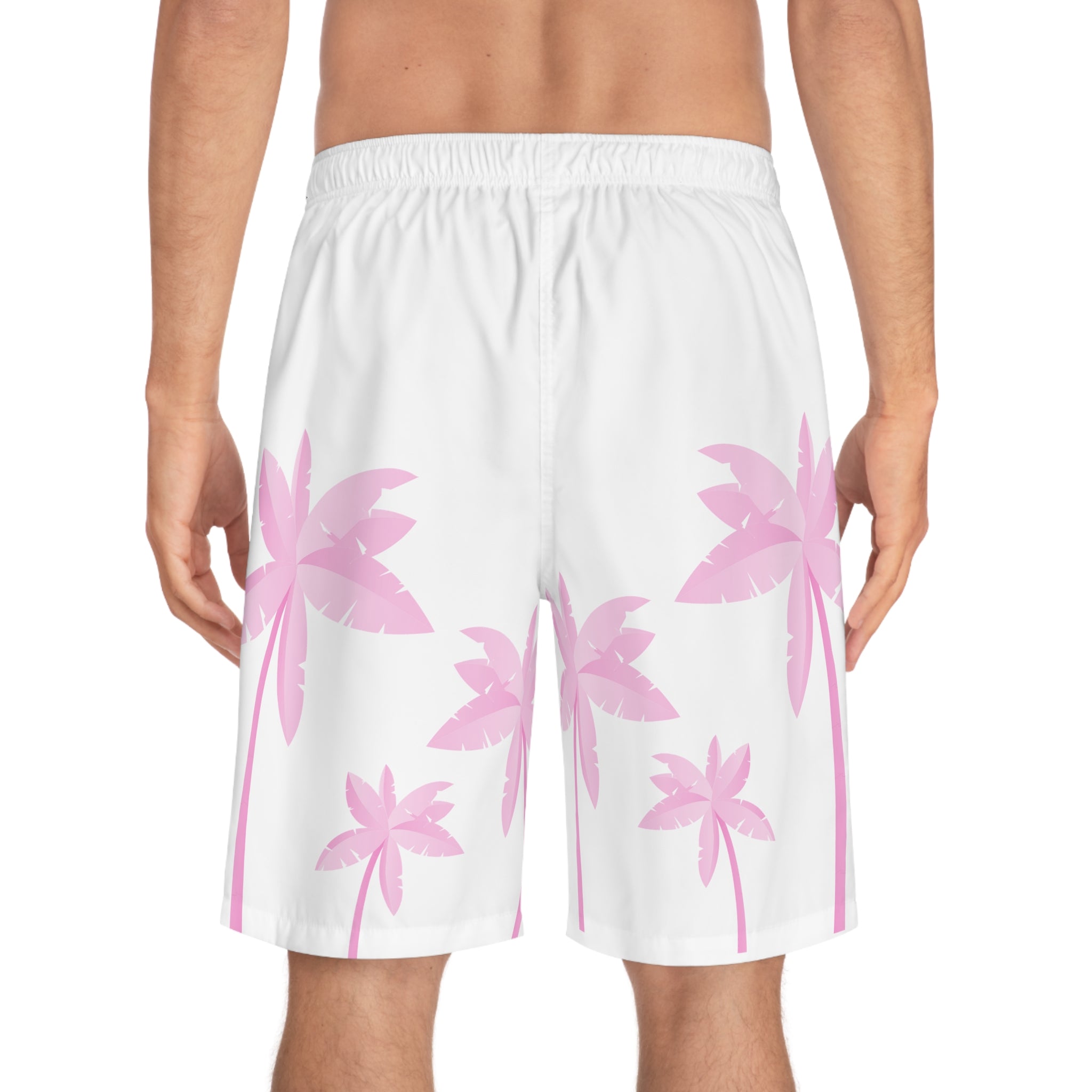 Rich Vibes Purple Tropical Pink Palm Tree Beach Chill Vibes 1.0 - Men's Board Shorts (AOP)