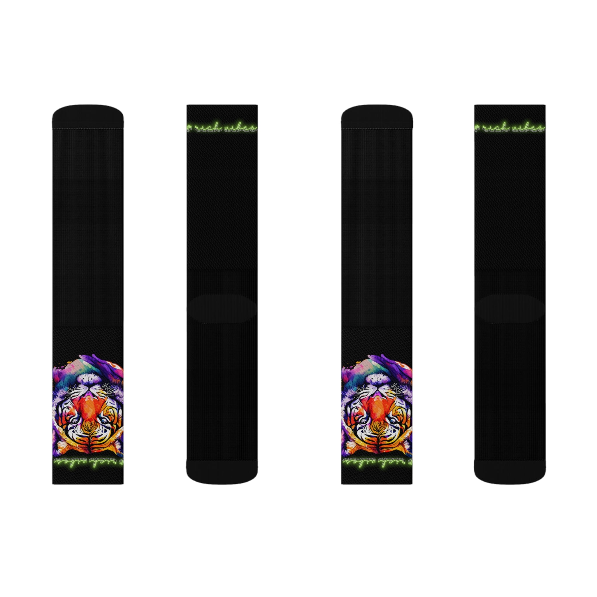 Rich Vibes Volt Tropical Jungle Tiger - Sublimation Socks Black