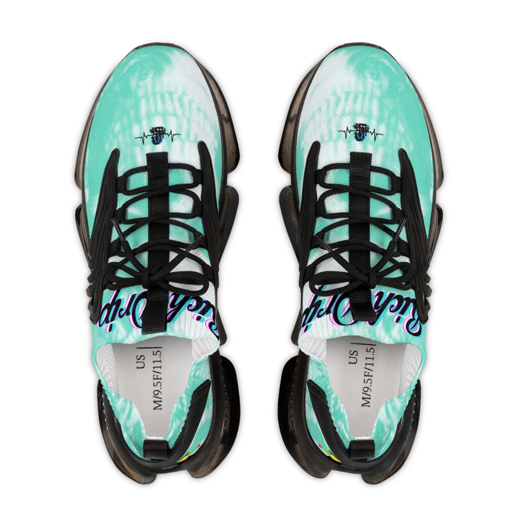 RV5 Pulse Turquoise Skull Tropical Blue Glow Logo - Men's Mesh Sneakers