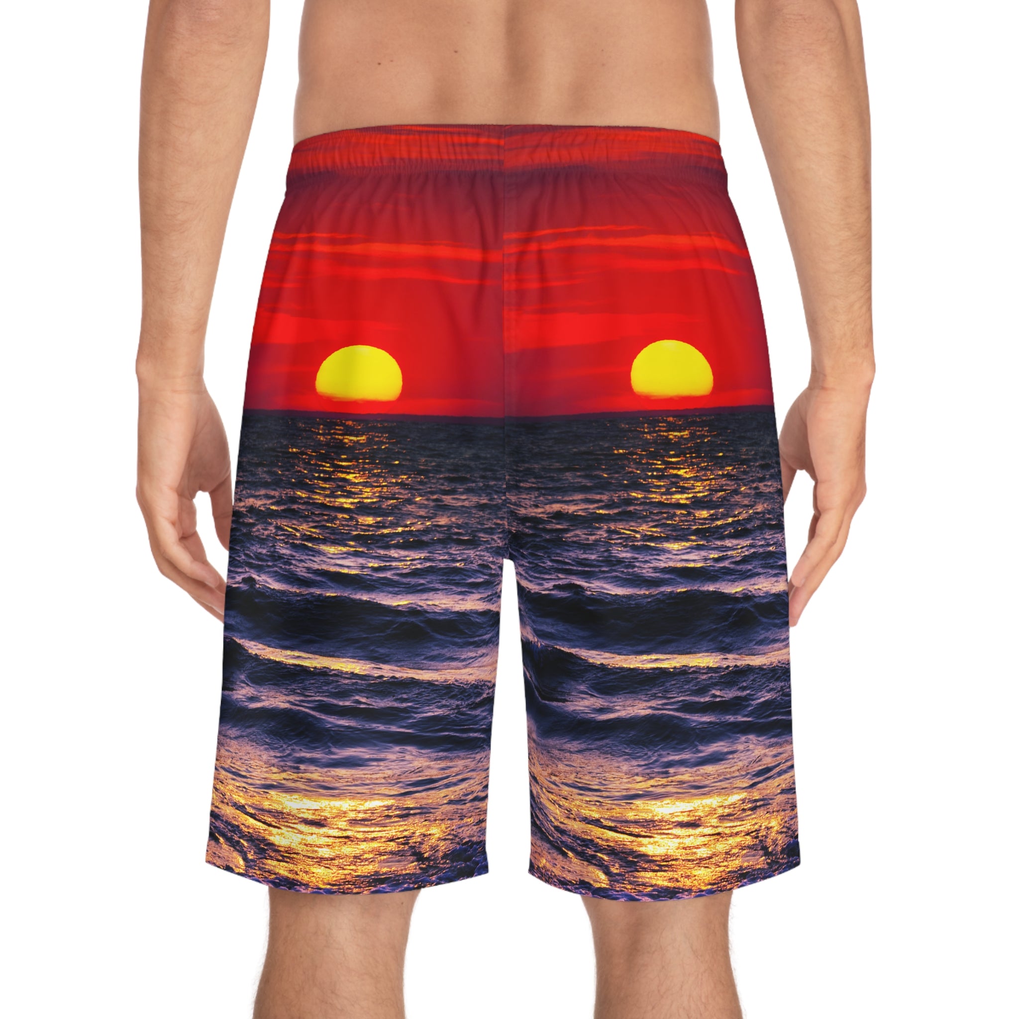Rich Vibes RR Volt Red Opal Sunset Tiger Shield 2.0 - Men's Board Shorts (AOP)