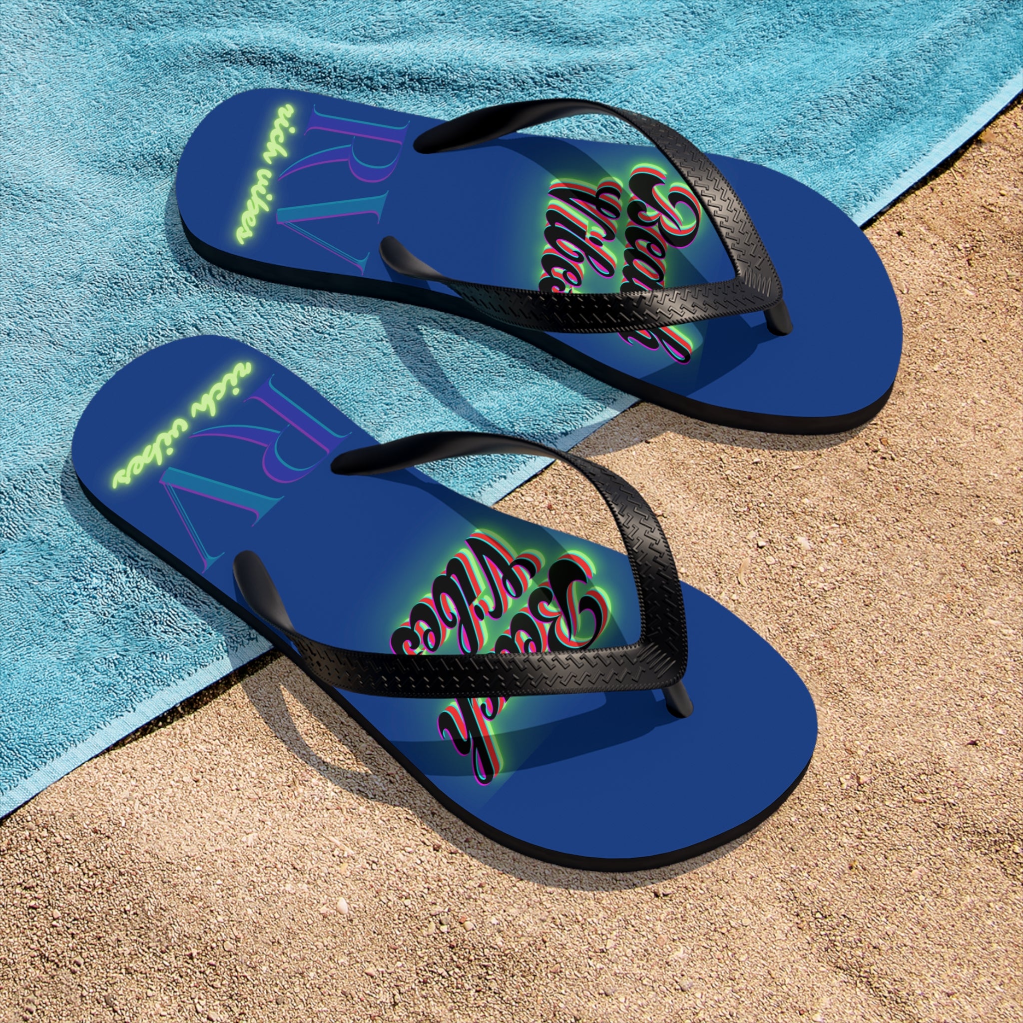 Rich Vibes RV Neon Beach Vibes - Unisex Flip-Flops - M