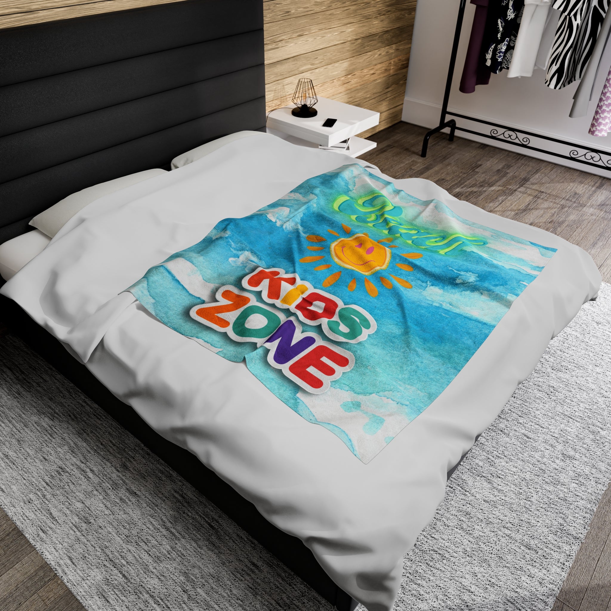 RV Beach Kids Zone - Velveteen Plush Blanket