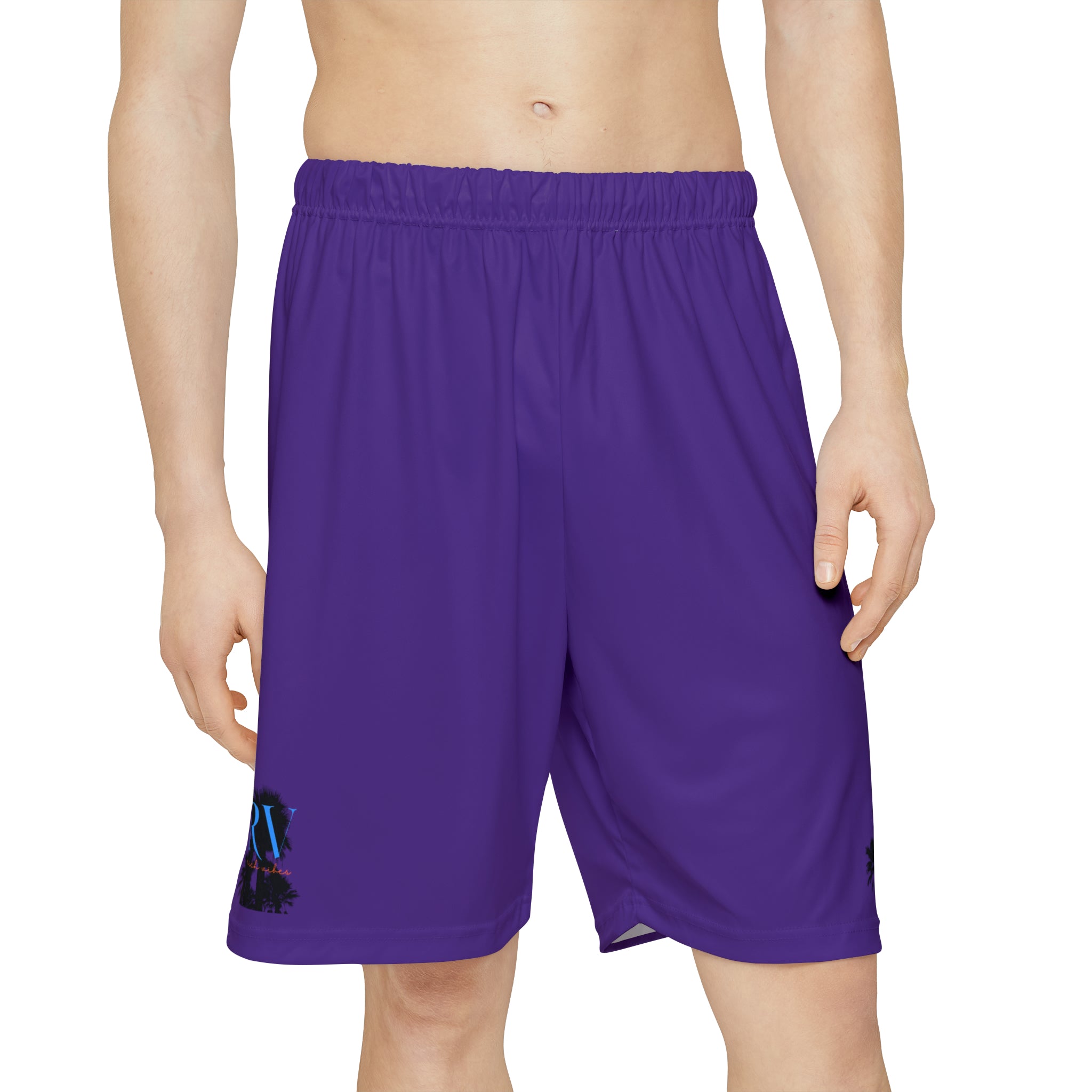 Rich Vibes RV Palm Tree Silhouette - Men’s Sports Shorts (AOP) Purple