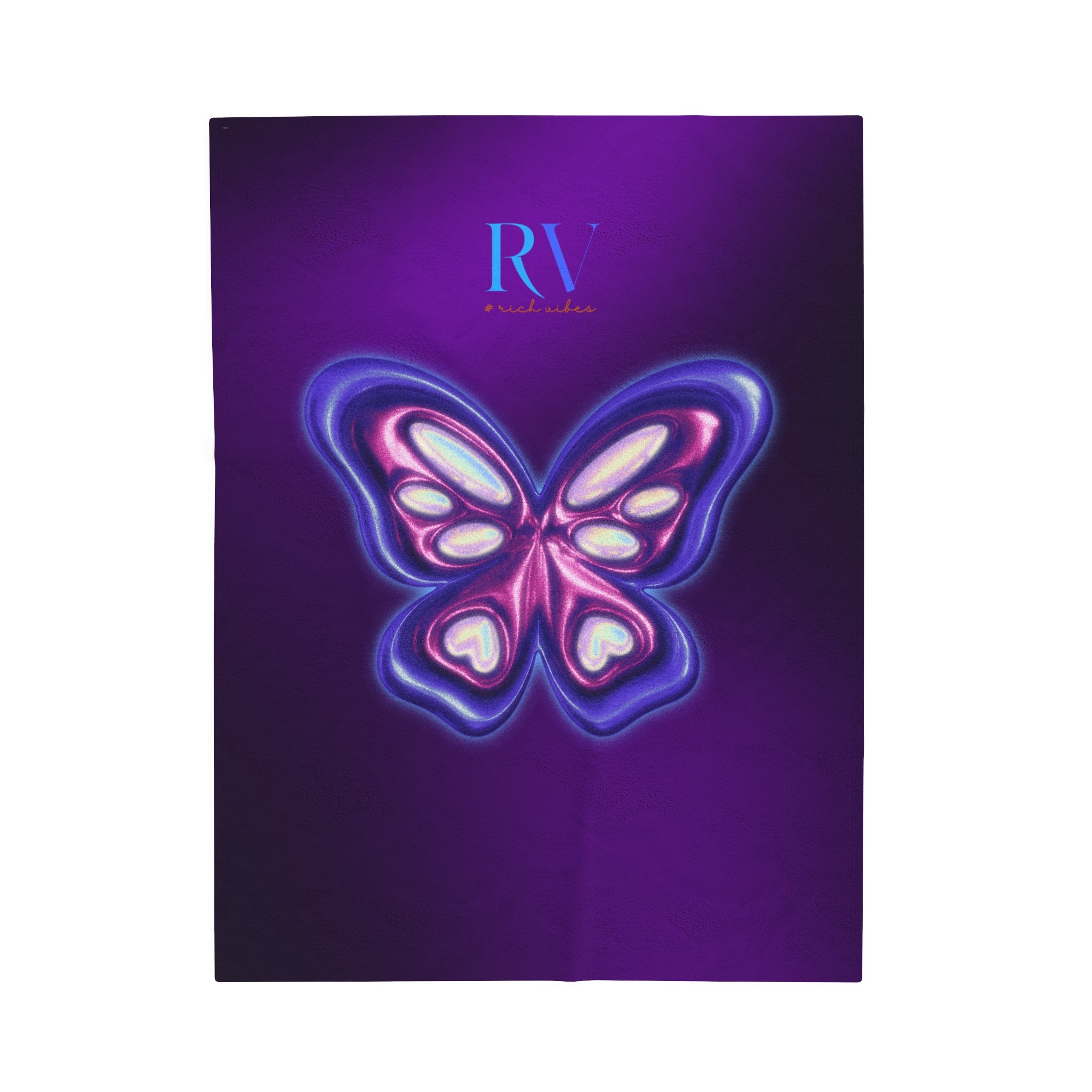 RV Rich Vibes Purple ButterFly  - Velveteen Plush Blanket