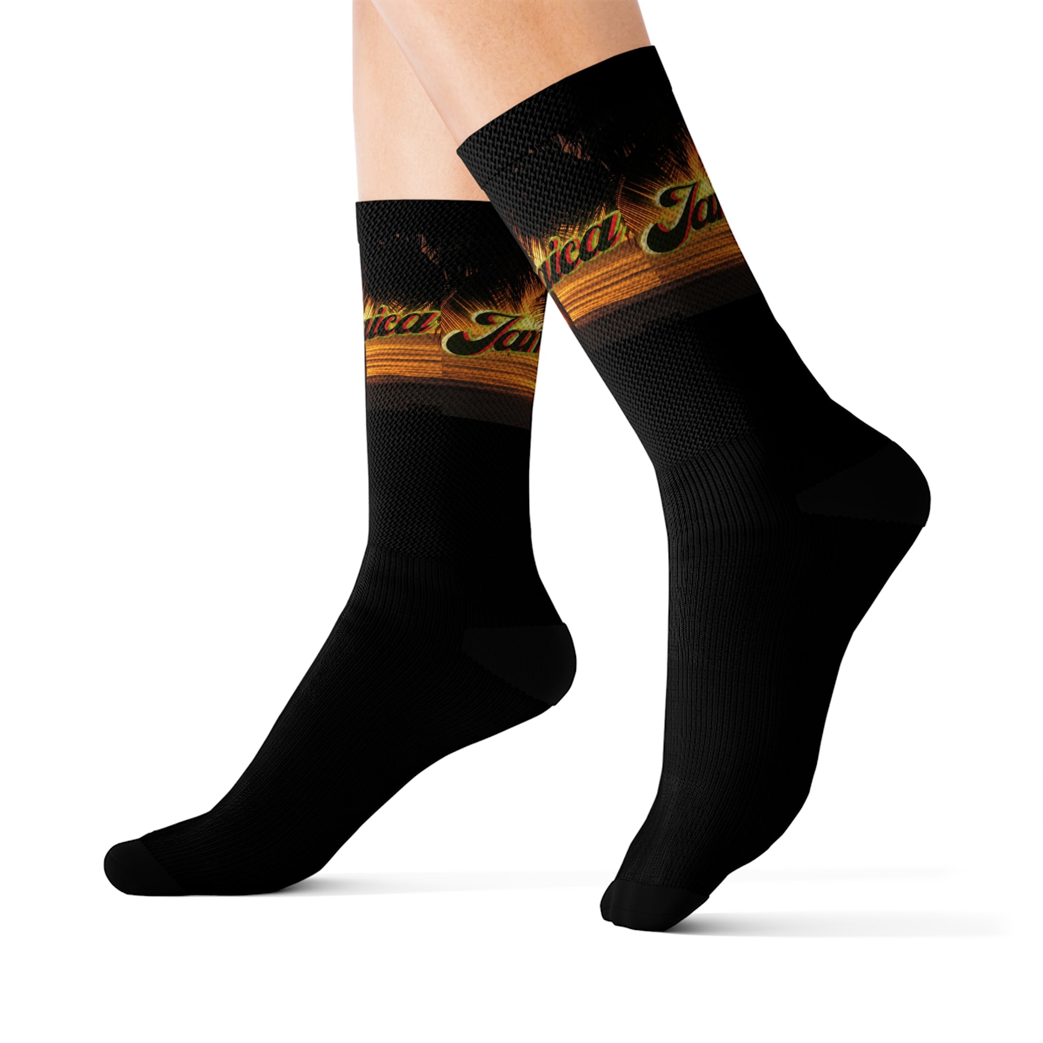 Rich Vibes Jamaica Sunset Black - Sublimation Socks