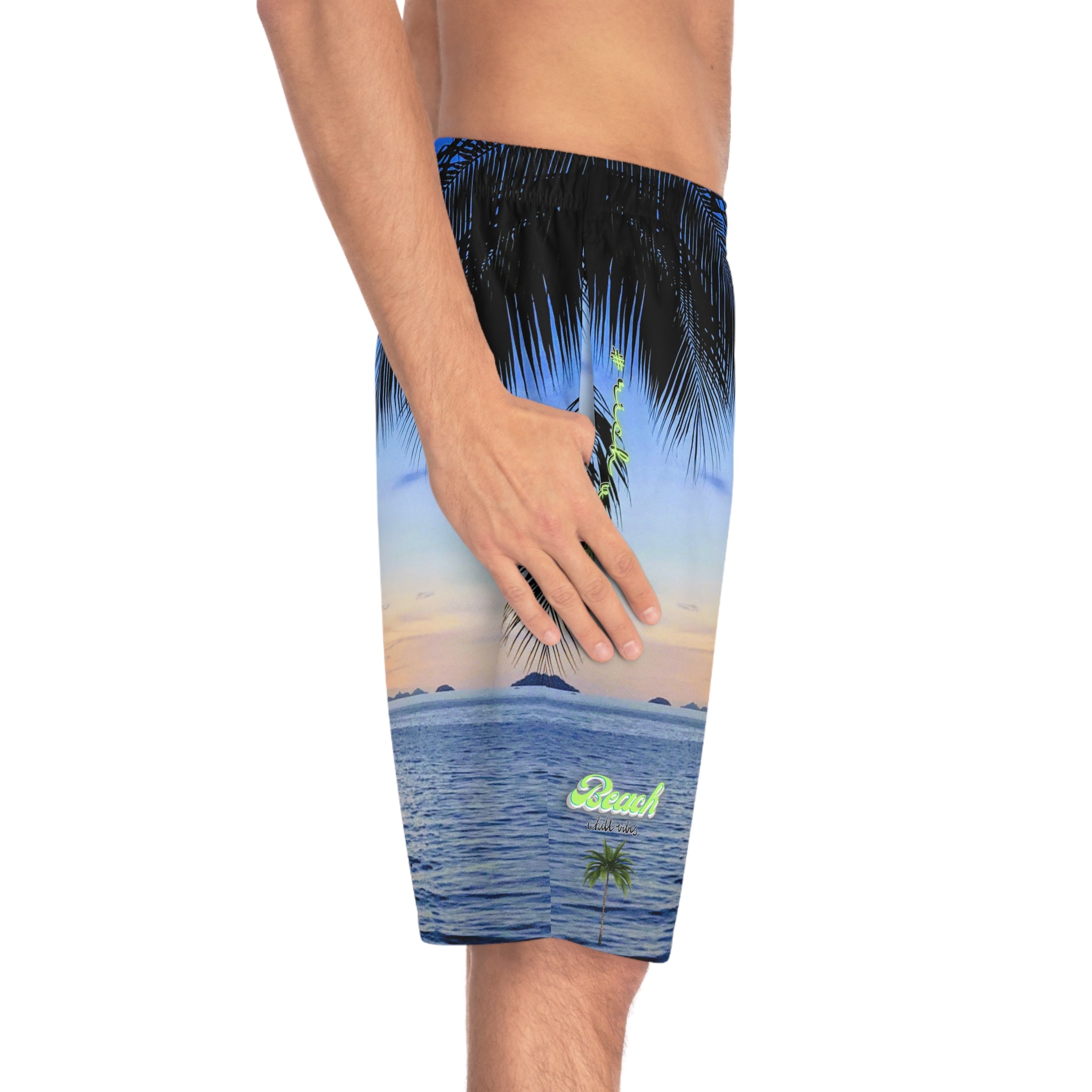 Rich Vibes Sky Blue Sunset Beach Chill Vibes - Men's Board Shorts (AOP)