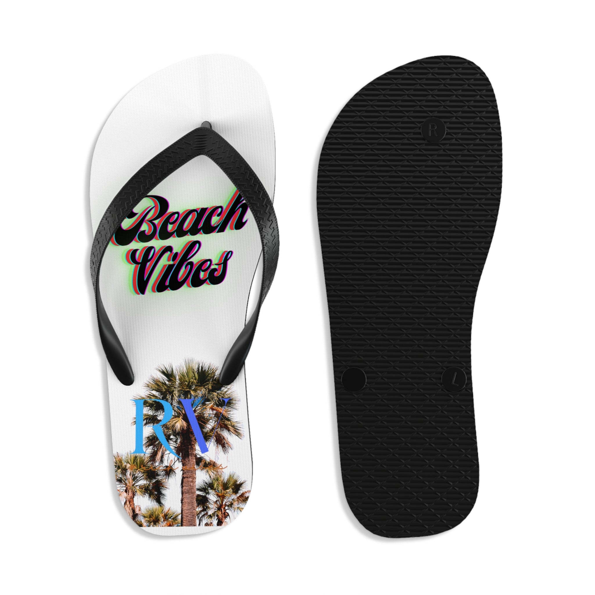 Rich Vibes RV Palm Tree Beach Vibes - Unisex Flip-Flops - L