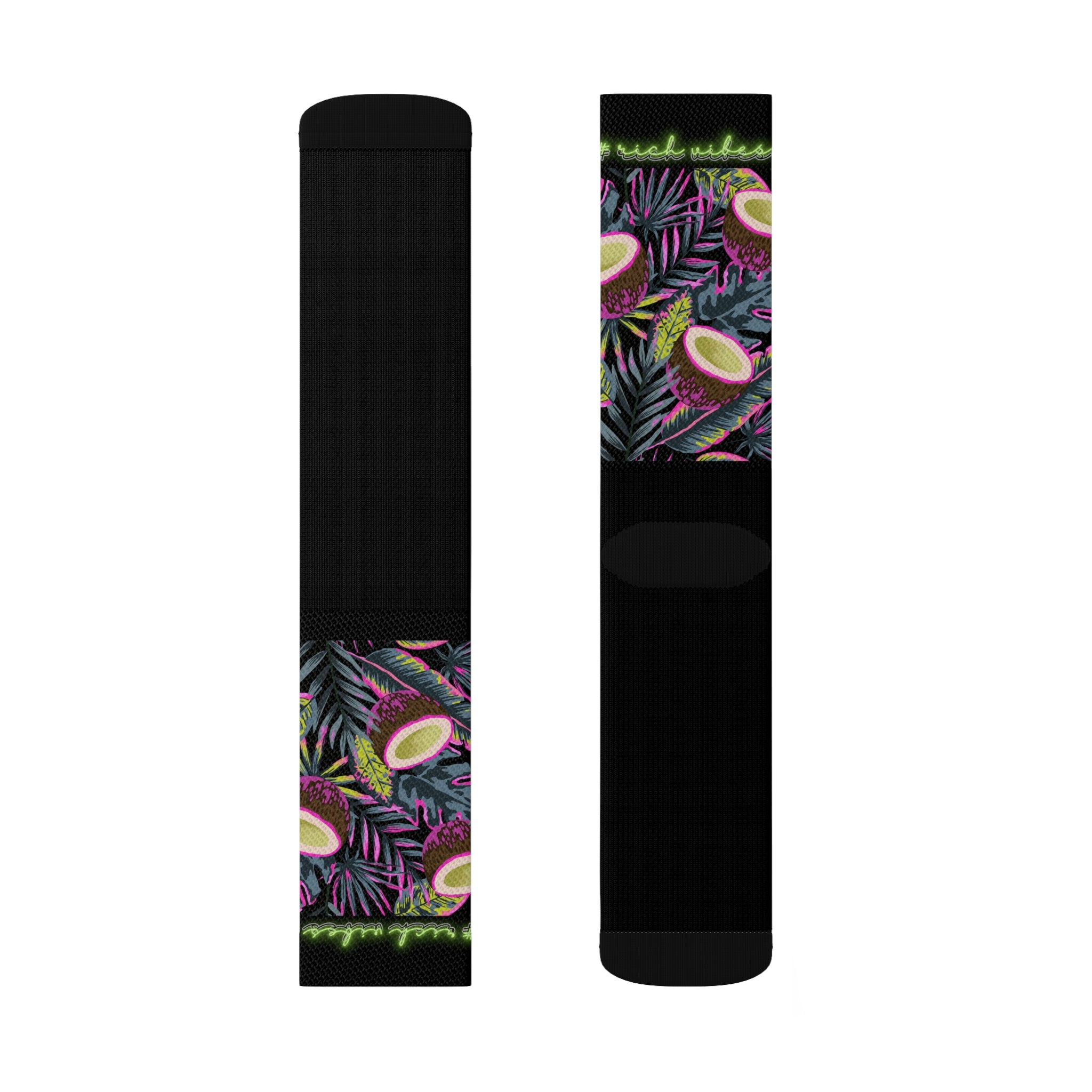 Rich Vibes Volt Tropical Coconut Black - Sublimation Socks