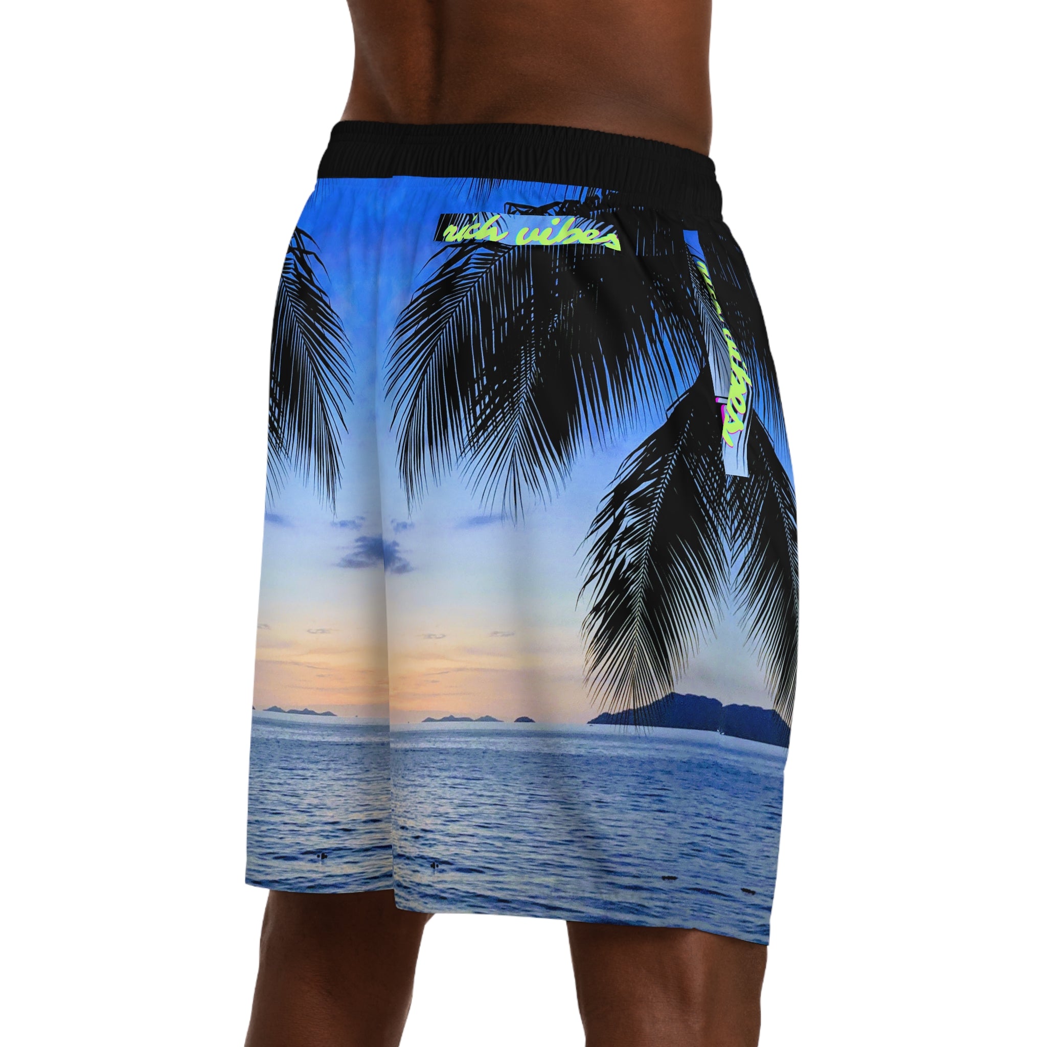 Rich Vibes Volt Blue Sky Sunset - Men's Jogger Shorts (AOP)Black