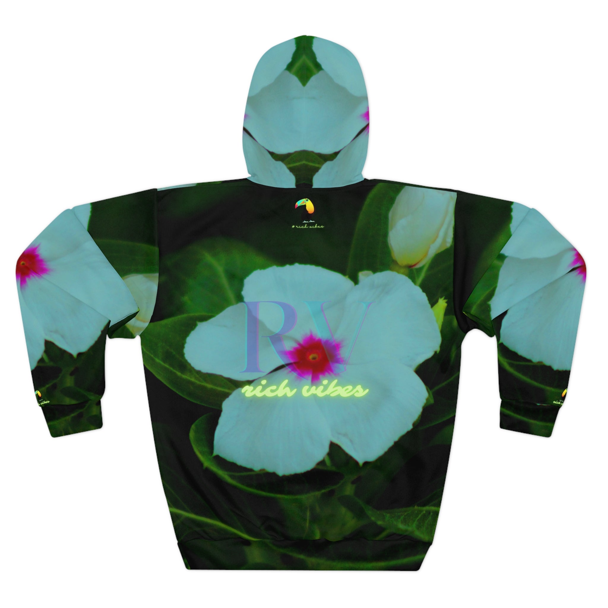 Rich Vibes RV Volt Forest Leaf Daisy - Unisex Pullover Hoodie (AOP)