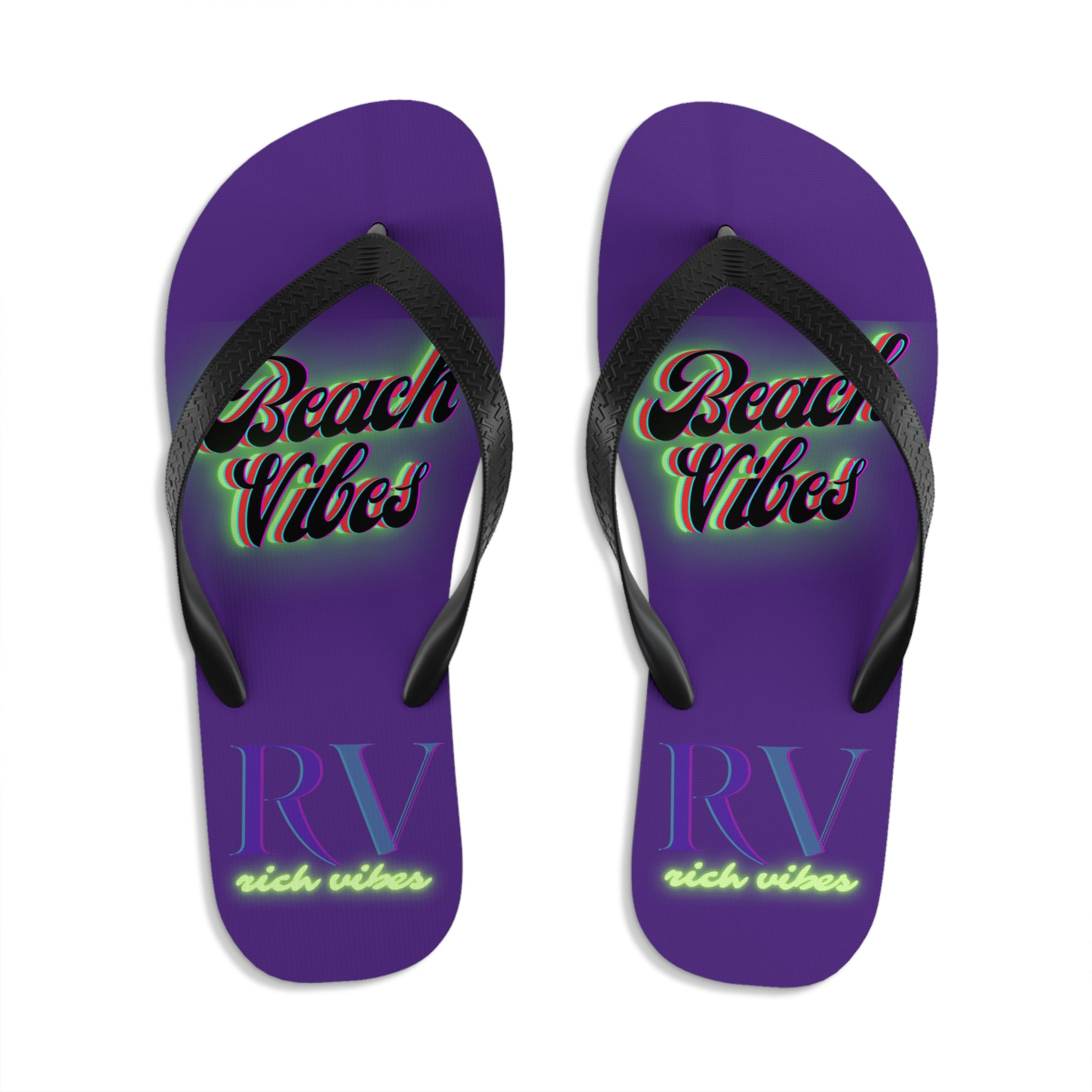 Rich Vibes RV Neon Beach Vibes - Unisex Flip-Flops - L