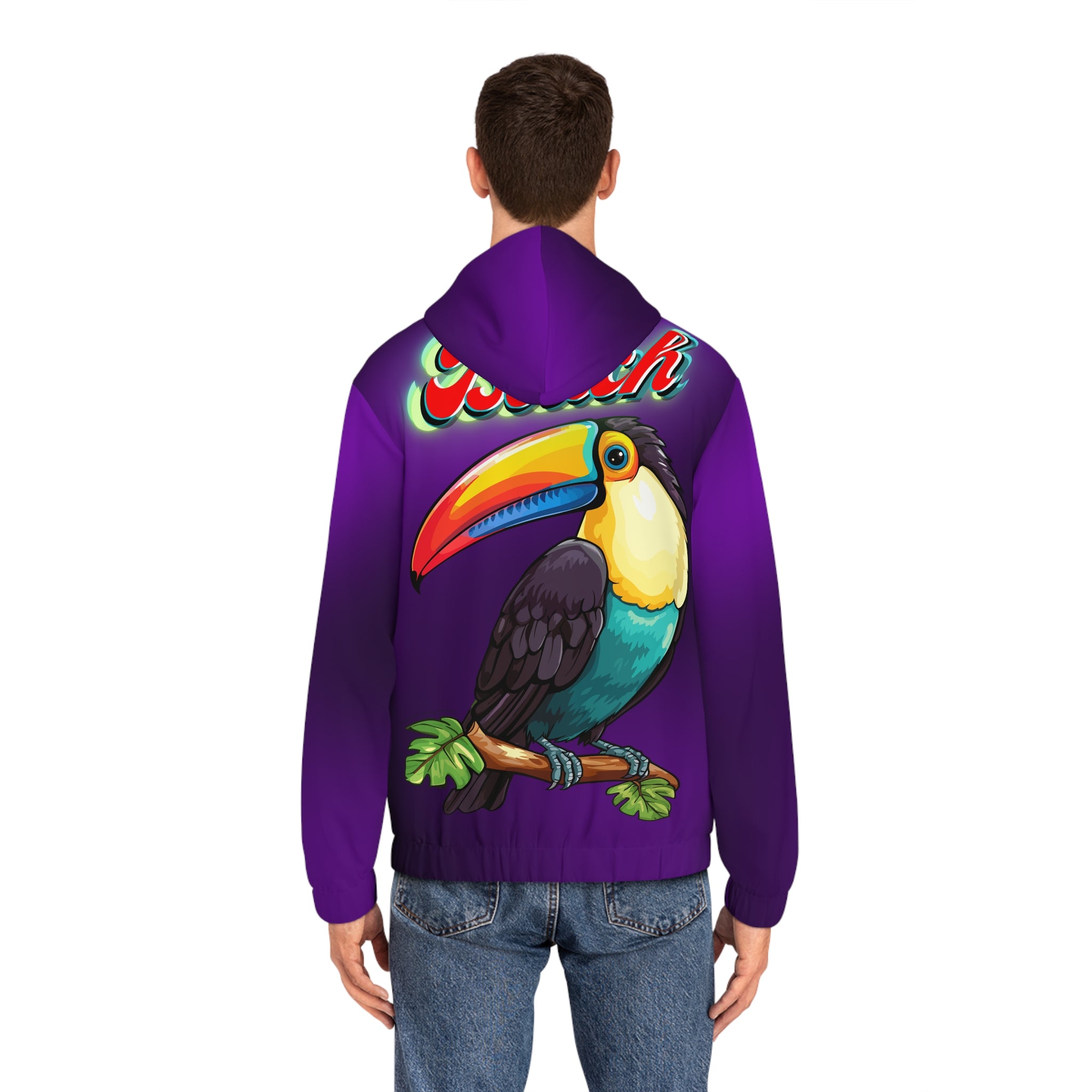Rich Vibes RR Volt Red Tropical Beach Bird 1.5 - Men's Full-Zip Hoodie (AOP)