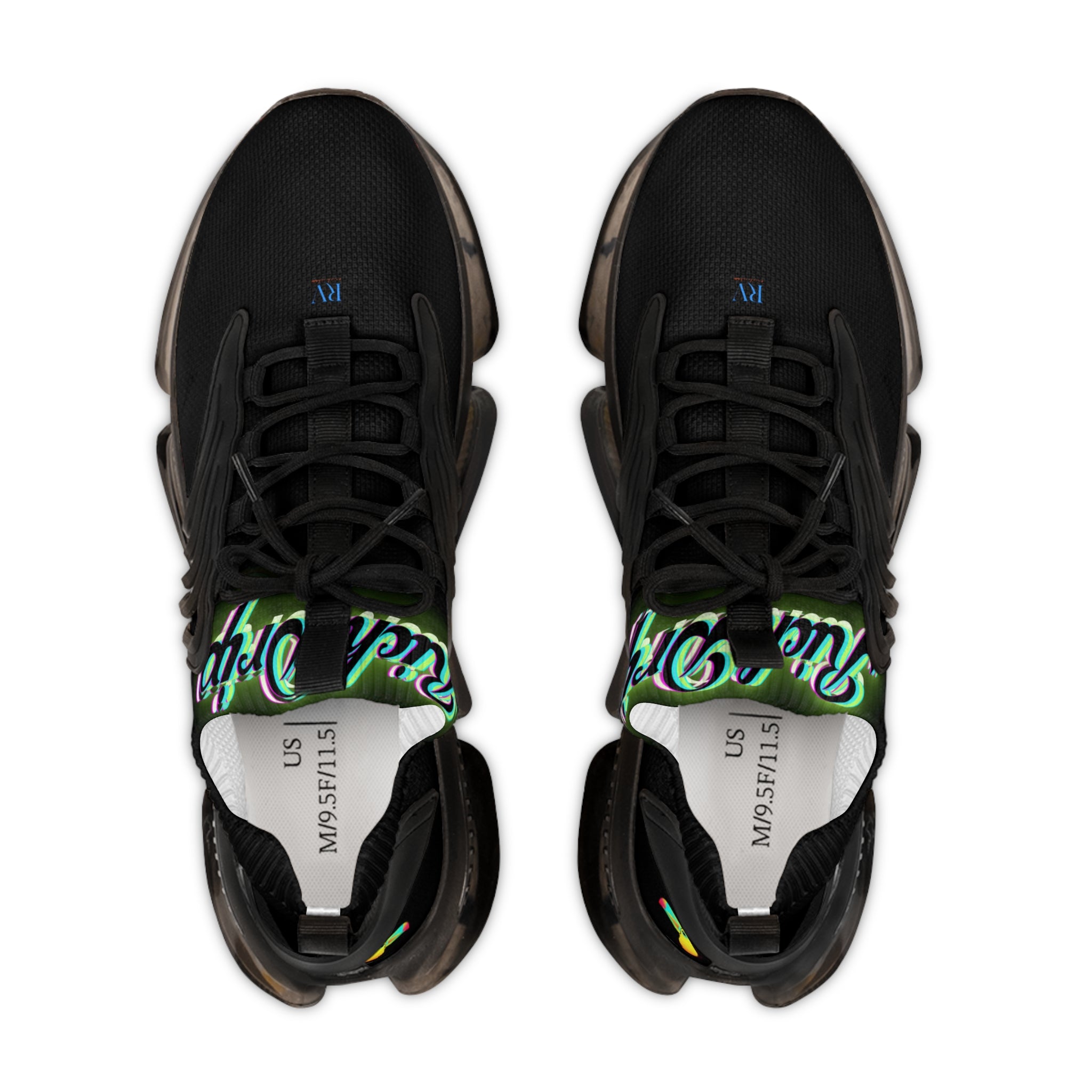 RV5 Pulse Tropical Neon Green Glow Logo - Men's Mesh Sneakers Black