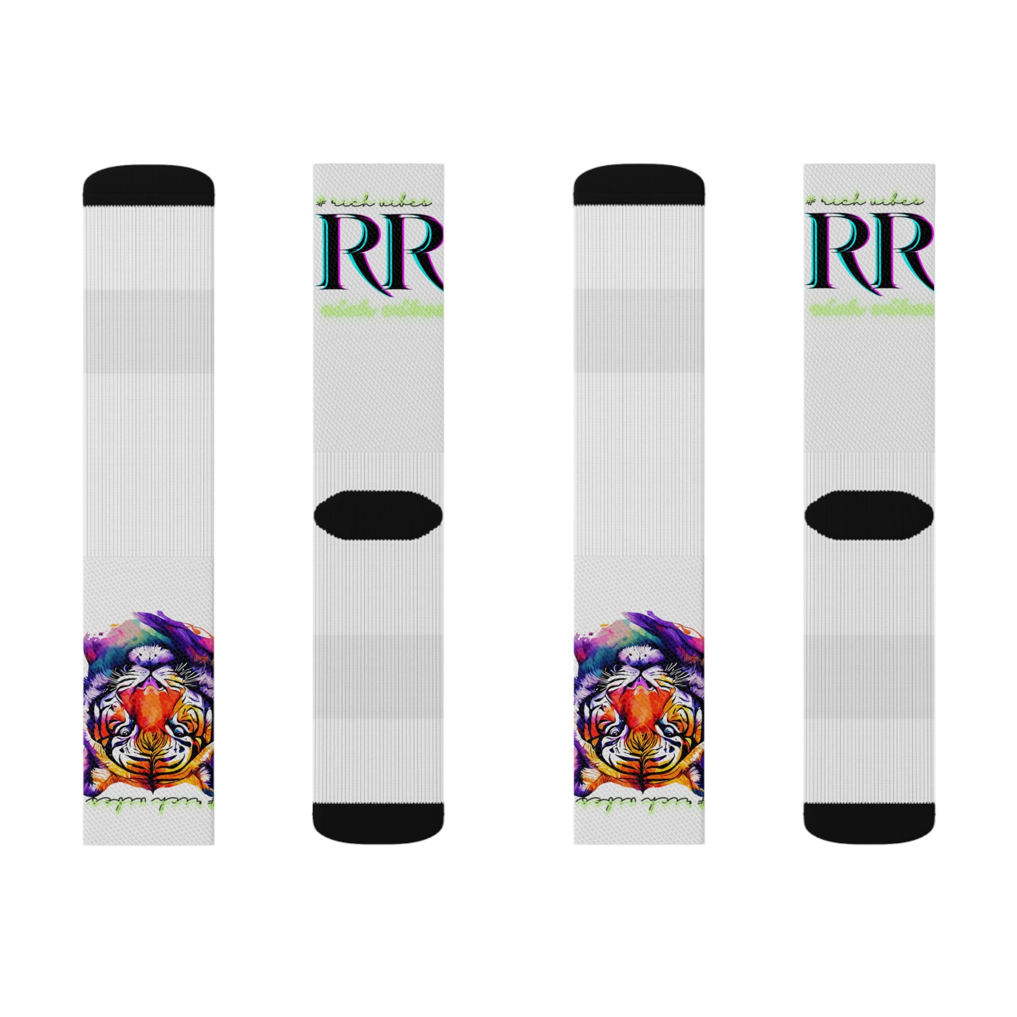 Rich Vibes RR Volt Tropical Jungle Tiger - Sublimation Socks White
