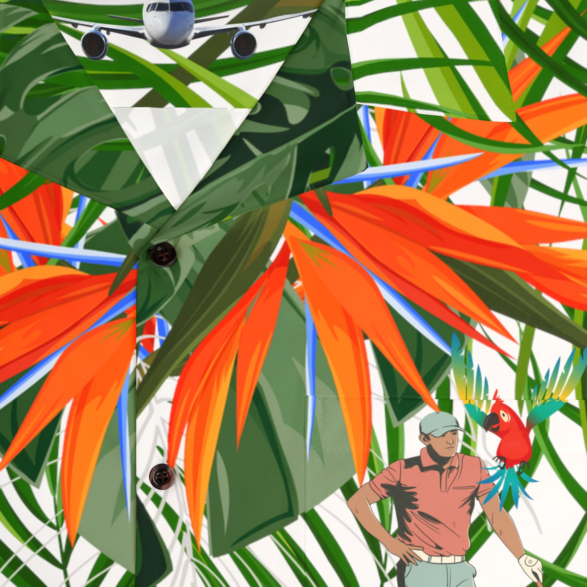 Rich Vibes Tropical Jungle Tiger RV Golfer's  - Men's Hawaiian Shirt (AOP)White