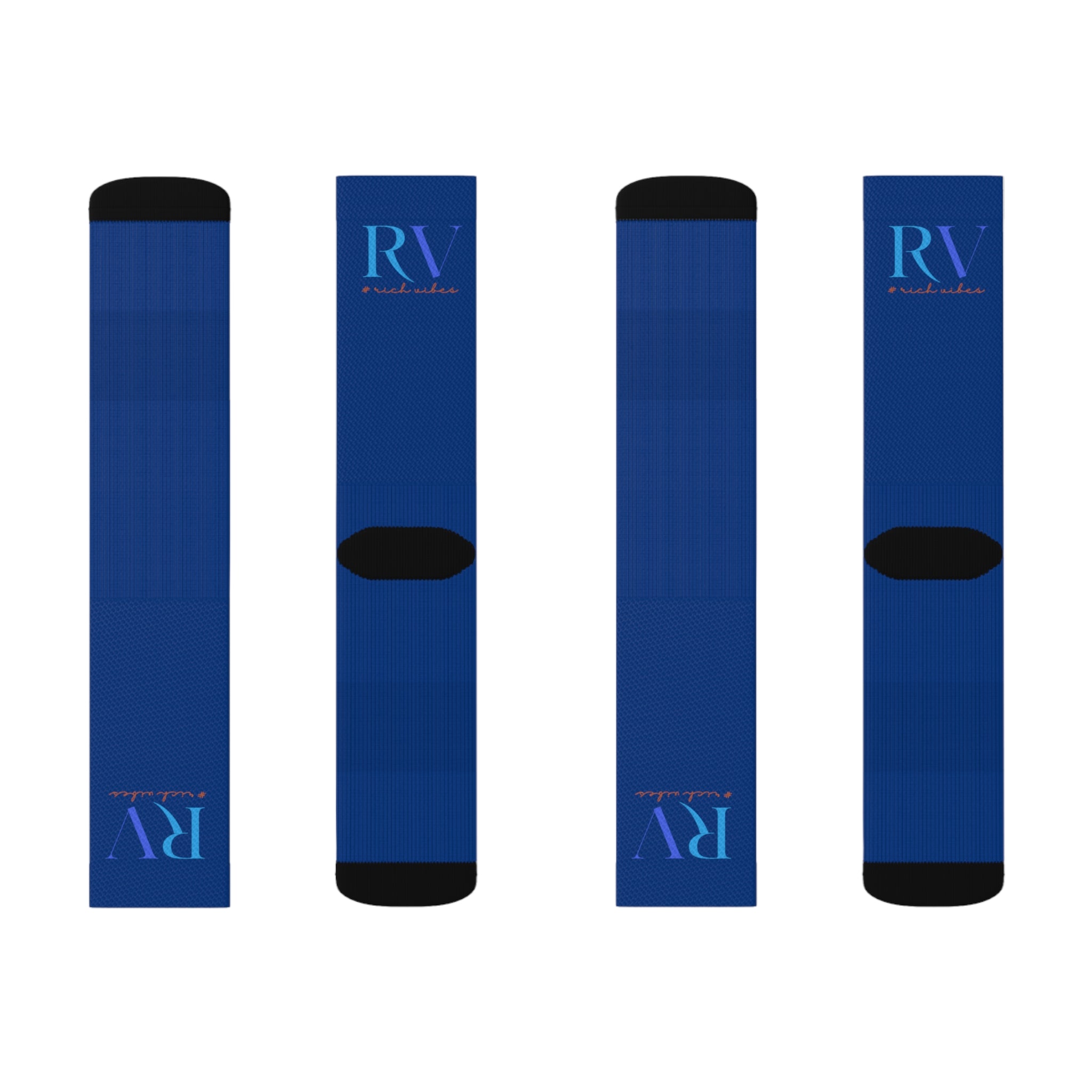 Rich Vibes RV Logo Dark Blue - Sublimation Socks
