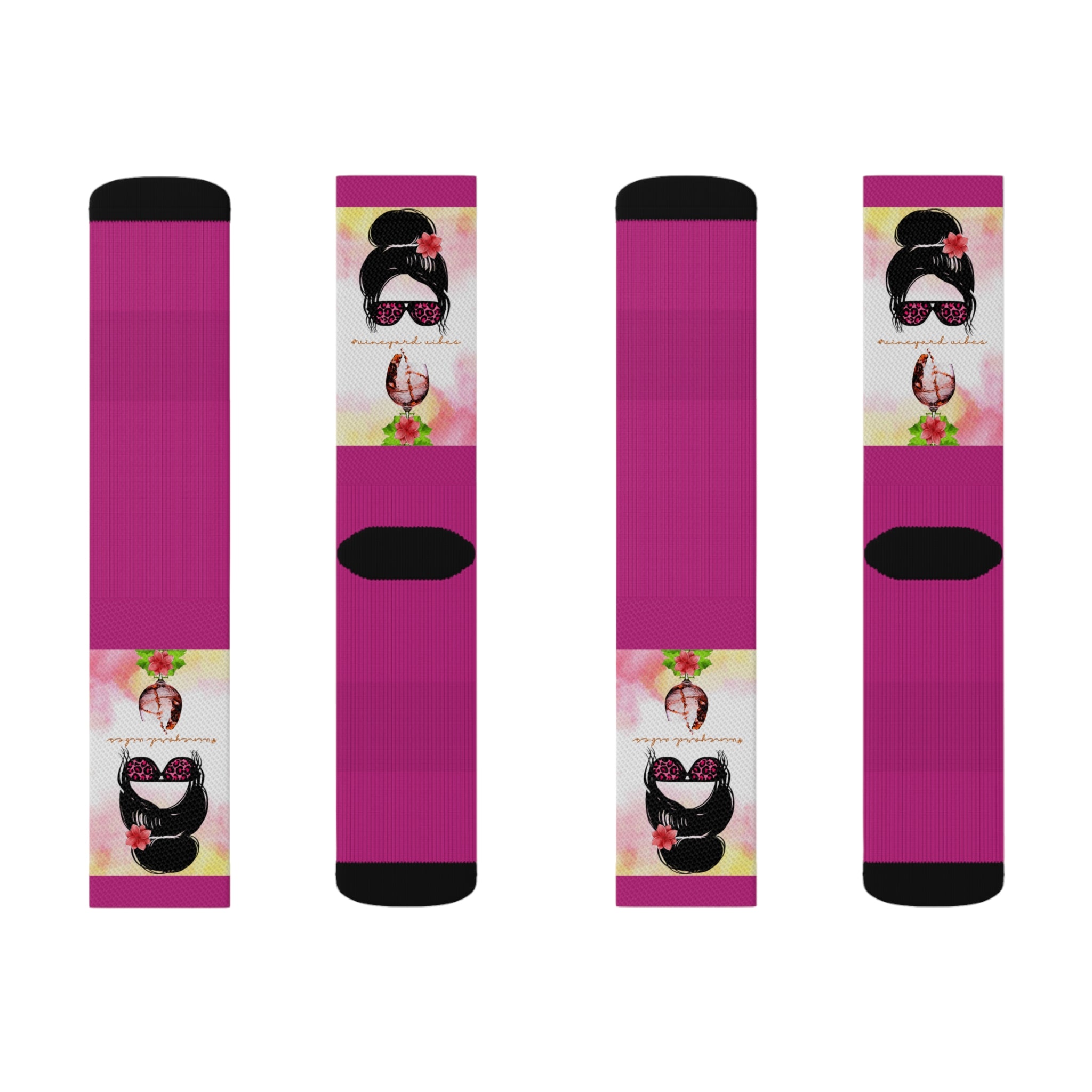 Vineyard Vibes Pink Water Colors Pink - Sublimation Socks