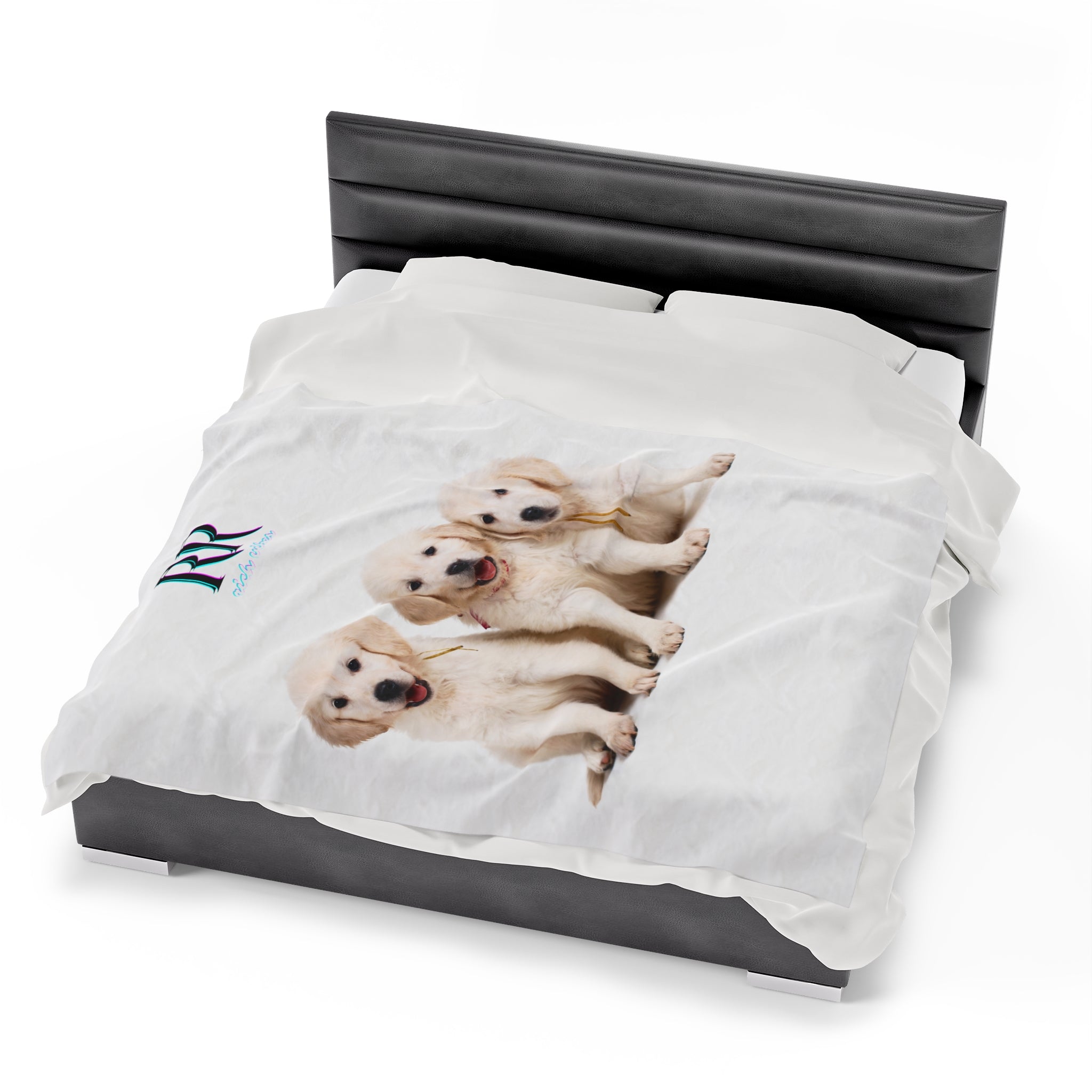 Rich Vibes RR Three White Retriever Pups - Velveteen Plush Blanket White