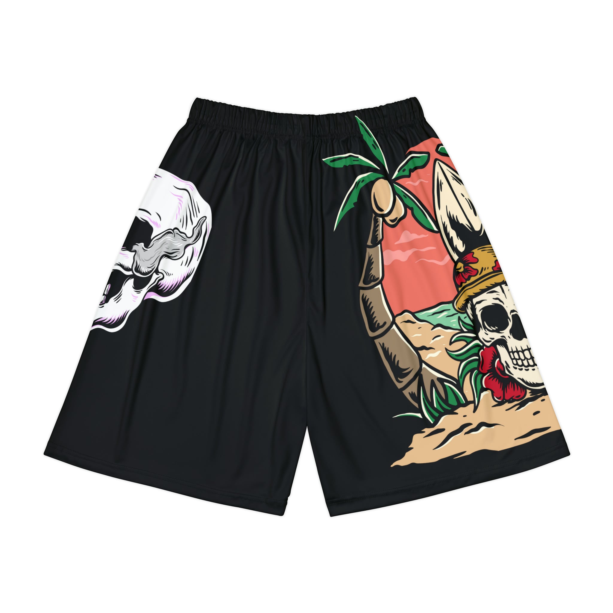 Rich Drip Beach Army Skull - RV Palm Tree Silhouette Men’s Sports Shorts (AOP) Black