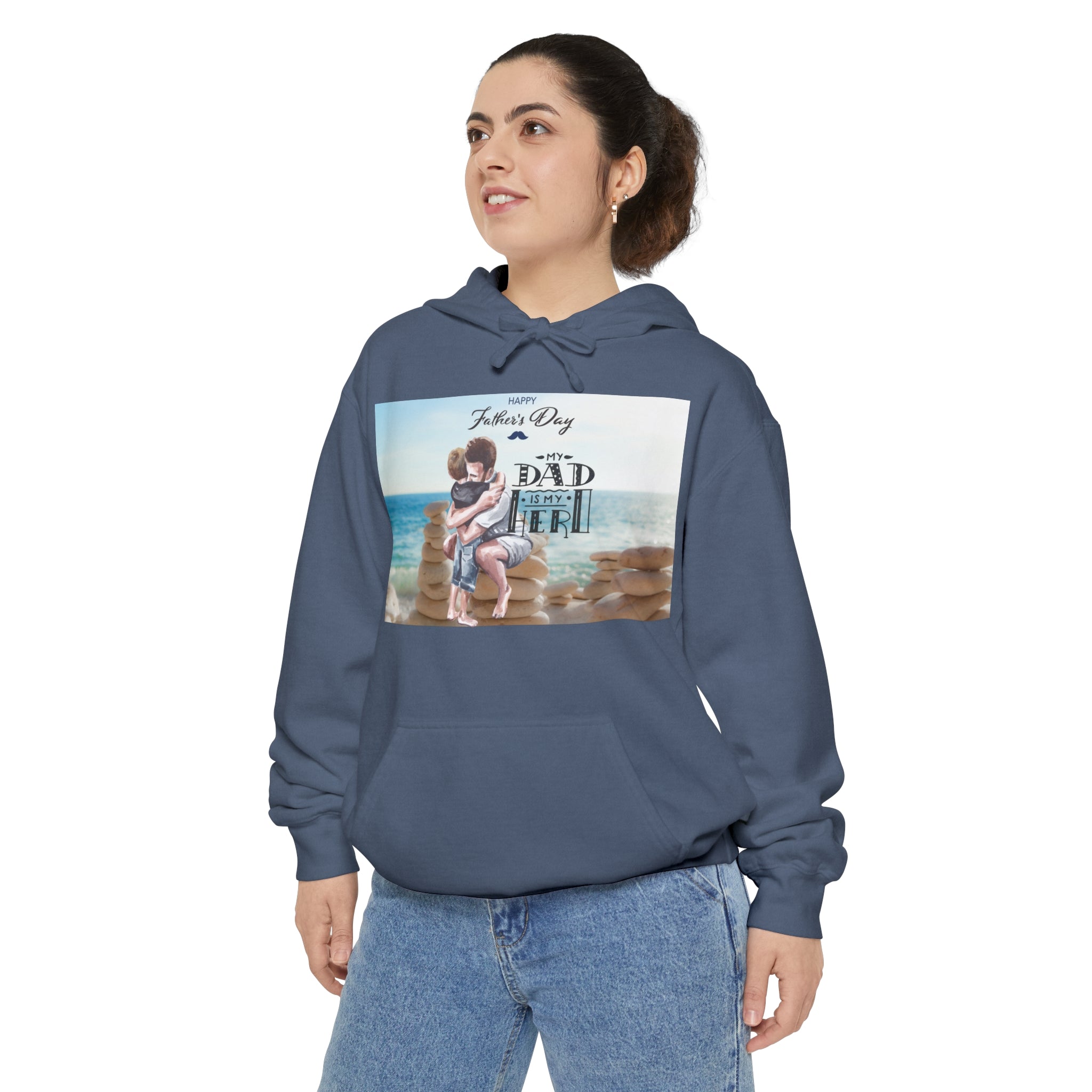 A Father's Heart Father's Day Denim - Garment-Dyed Hoodie