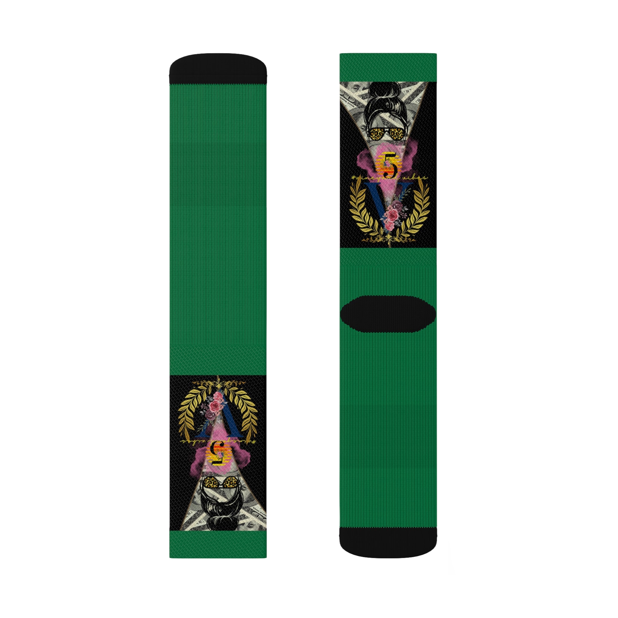 Vineyard Vibes V5 Vibes Colab Dark Green - Sublimation Socks