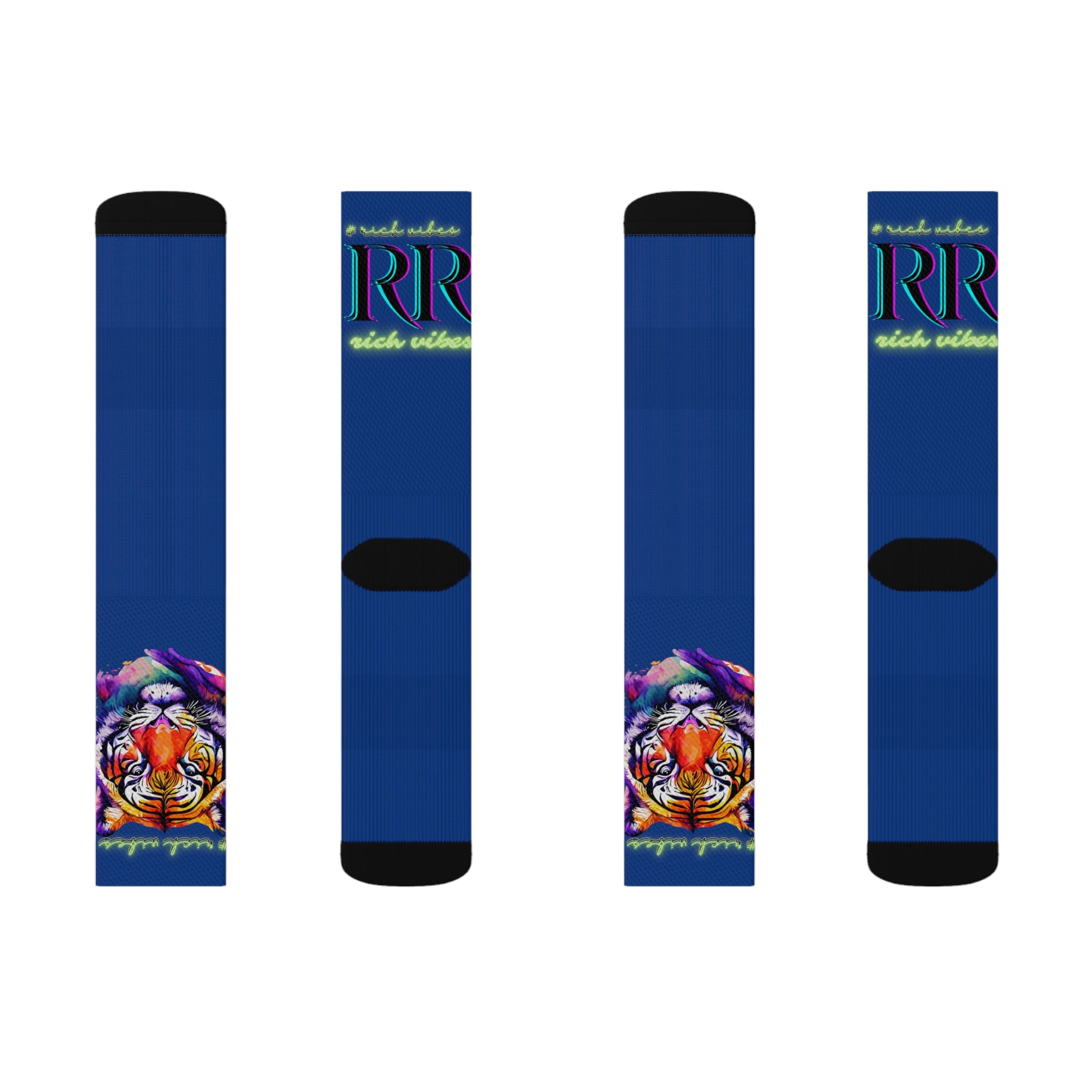 Rich Vibes RR Volt Tropical Jungle Tiger - Sublimation Socks Royal Blue