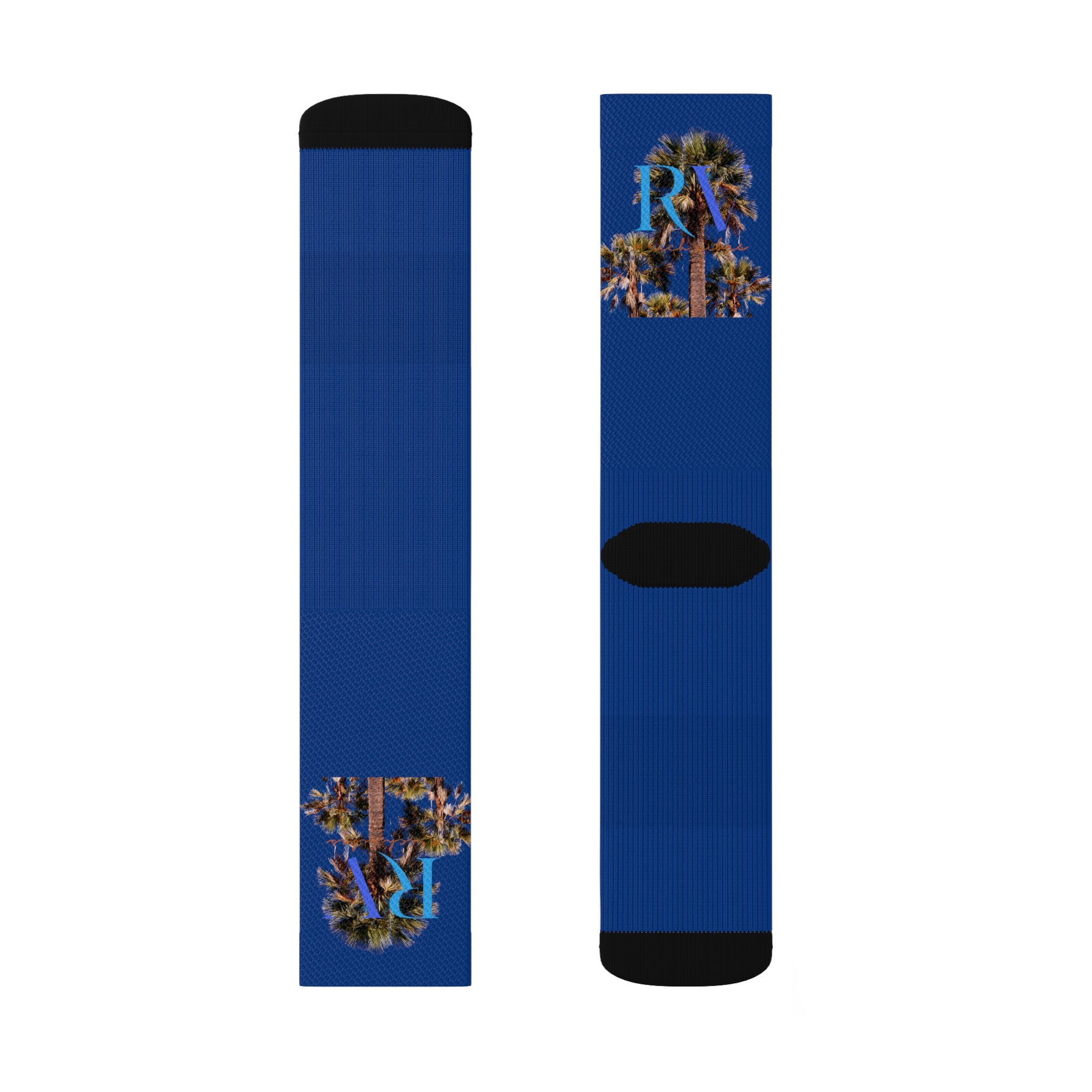 Rich Vibes RV Palm Tree Logo Dark Blue - Sublimation Socks