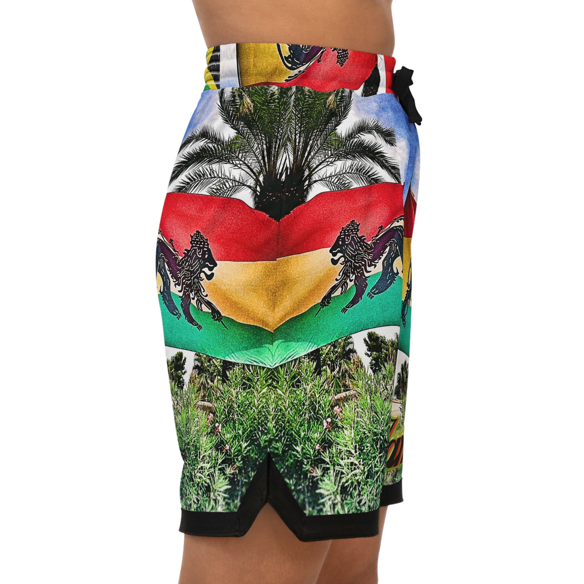 Lion of Judah Jamaica Flag RV Pulse - Basketball Rib Shorts (AOP)