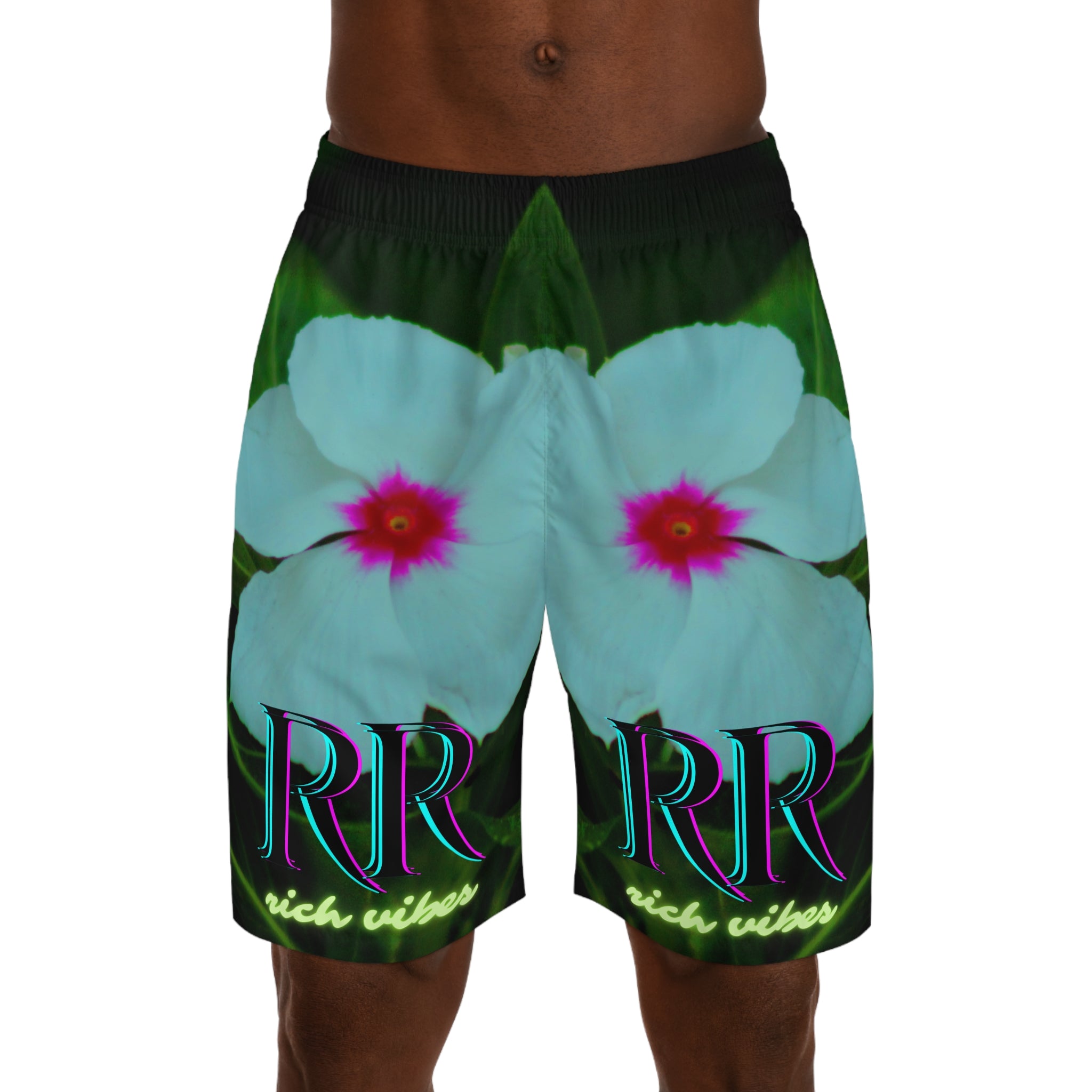 Rich Vibes Volt RR Forest Leaf Daisy - Men's Jogger Shorts (AOP)Royal Blue