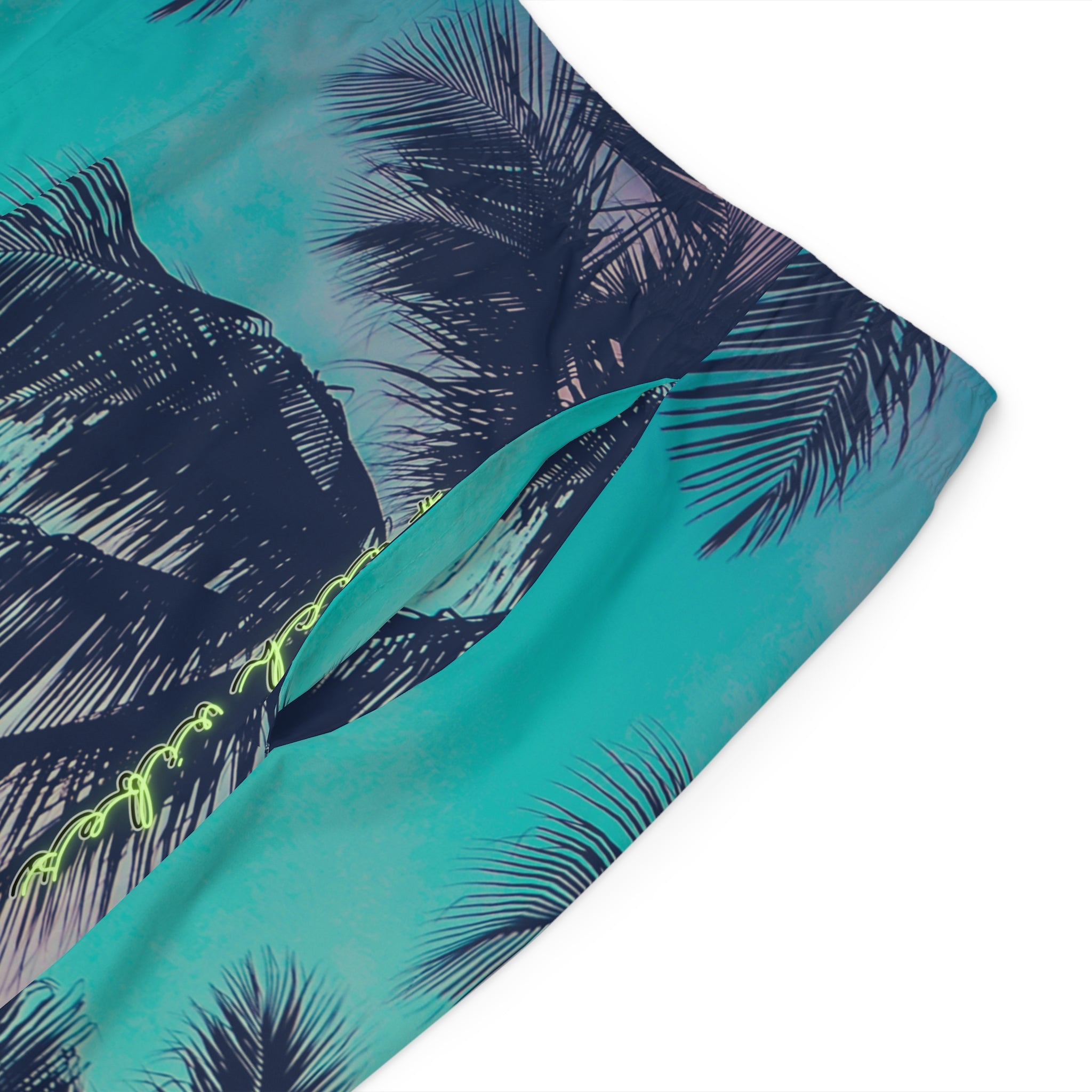 Rich Vibes Volt Teal Blue Tiger Shield Turquoise - Men's Board Shorts (AOP)