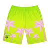 Rich Vibes Lime Green Tropical Pink Palm Tree Beach Chill Vibes 1.5 - Men's Board Shorts (AOP)