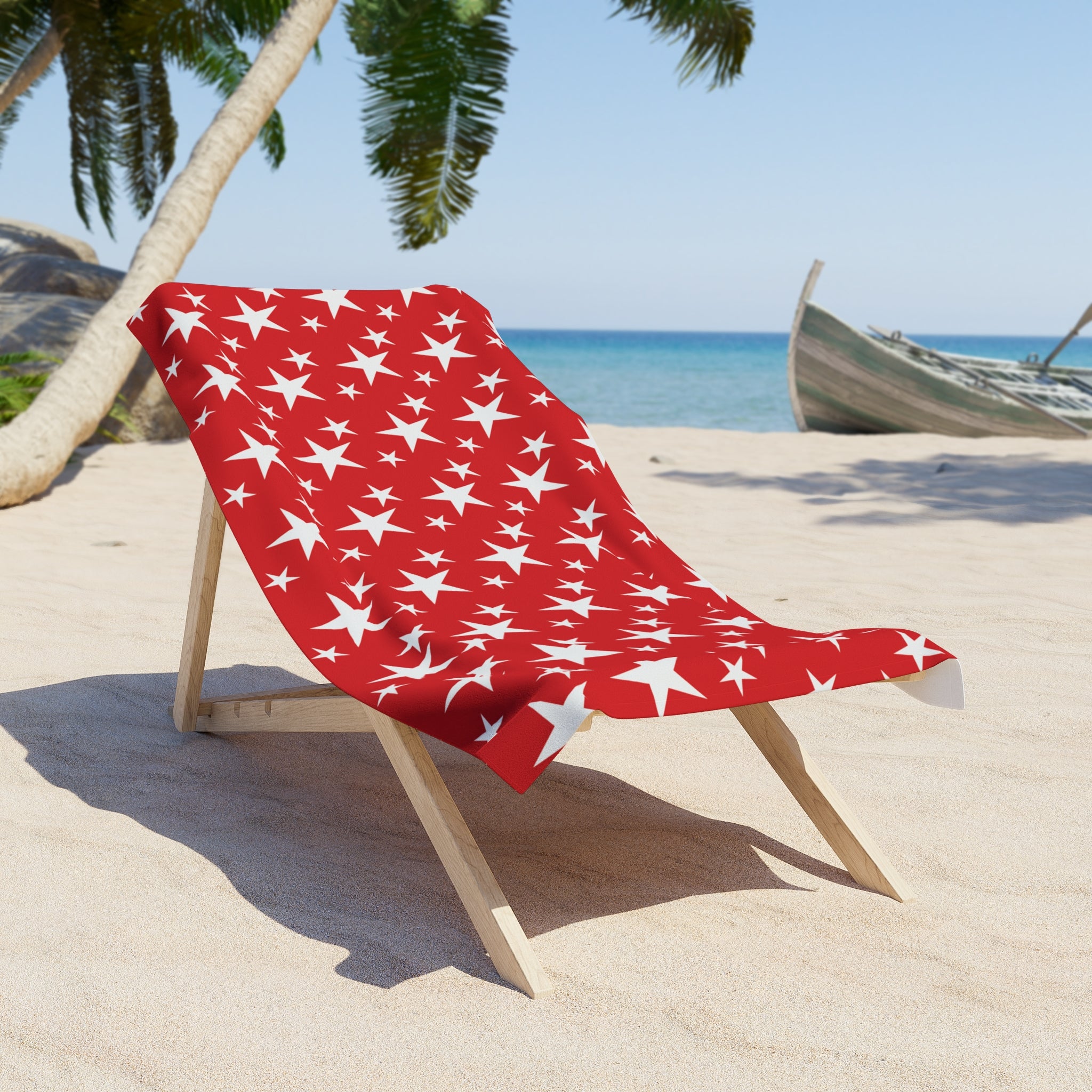 White Stars Beach Towel - Red