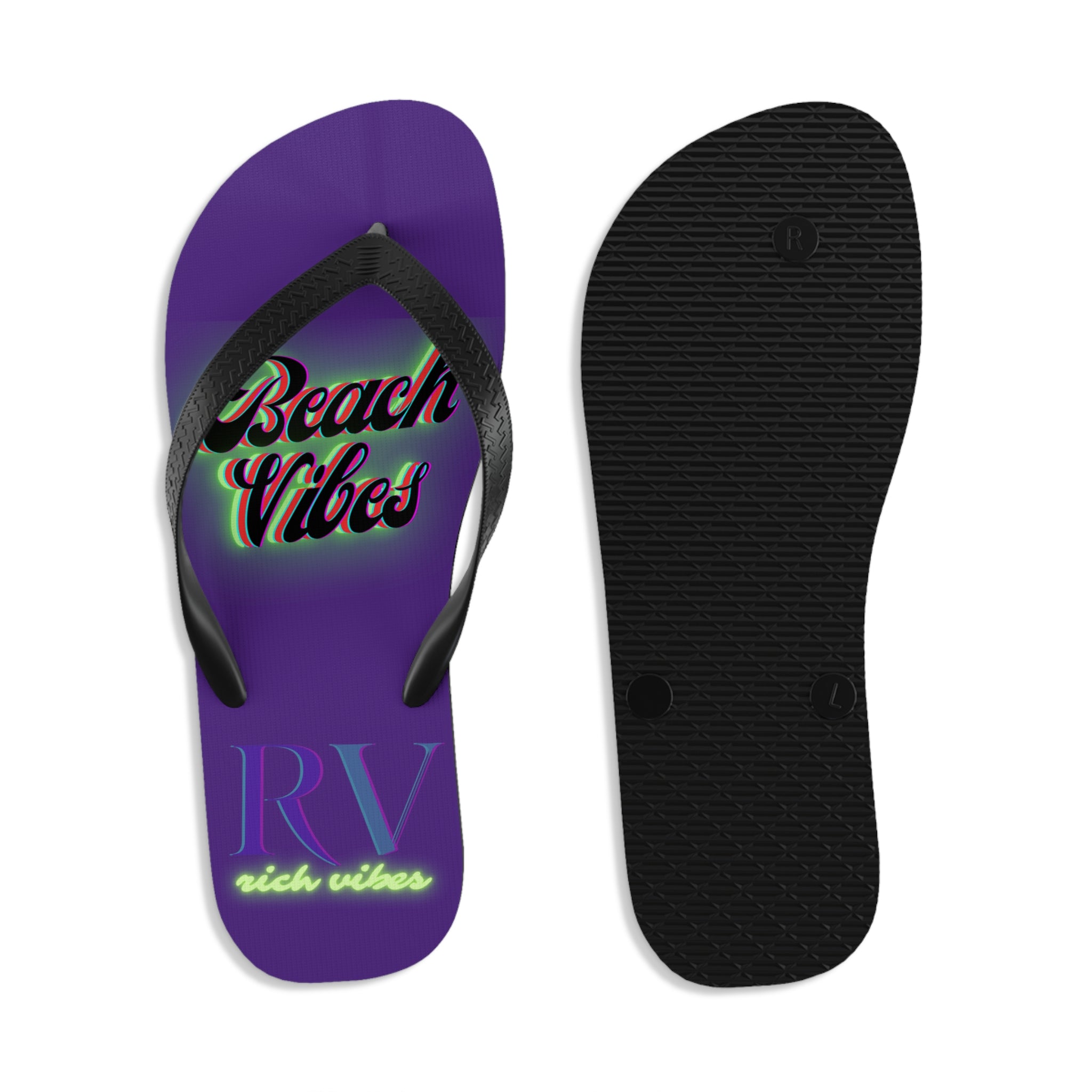 Rich Vibes RV Neon Beach Vibes - Unisex Flip-Flops - L