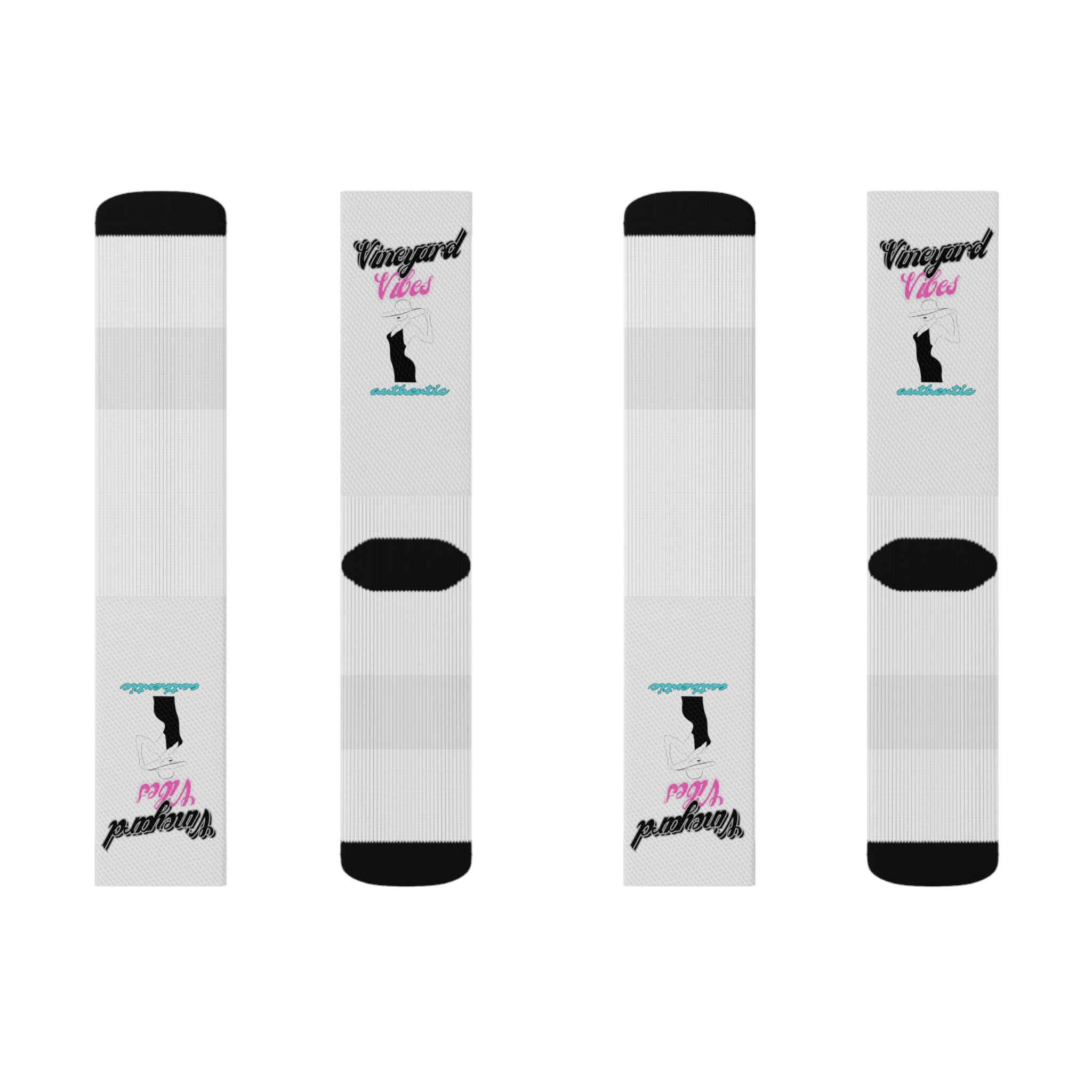 Vineyard Vibes Pink Silhouette White - Sublimation Socks
