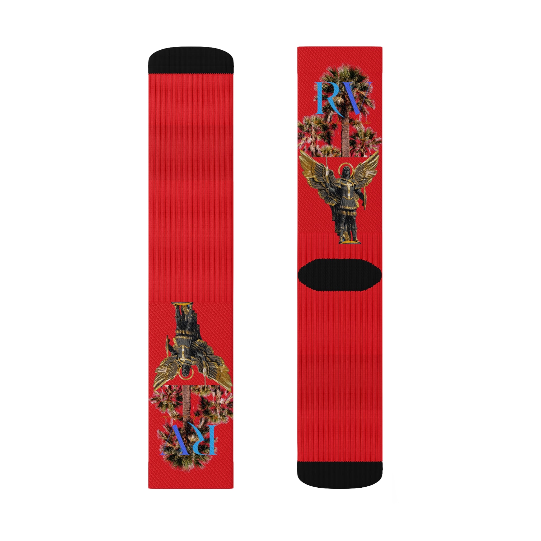 Rich Vibes RV Palm Tree Logo Archangel Michael Infrared - Sublimation Socks
