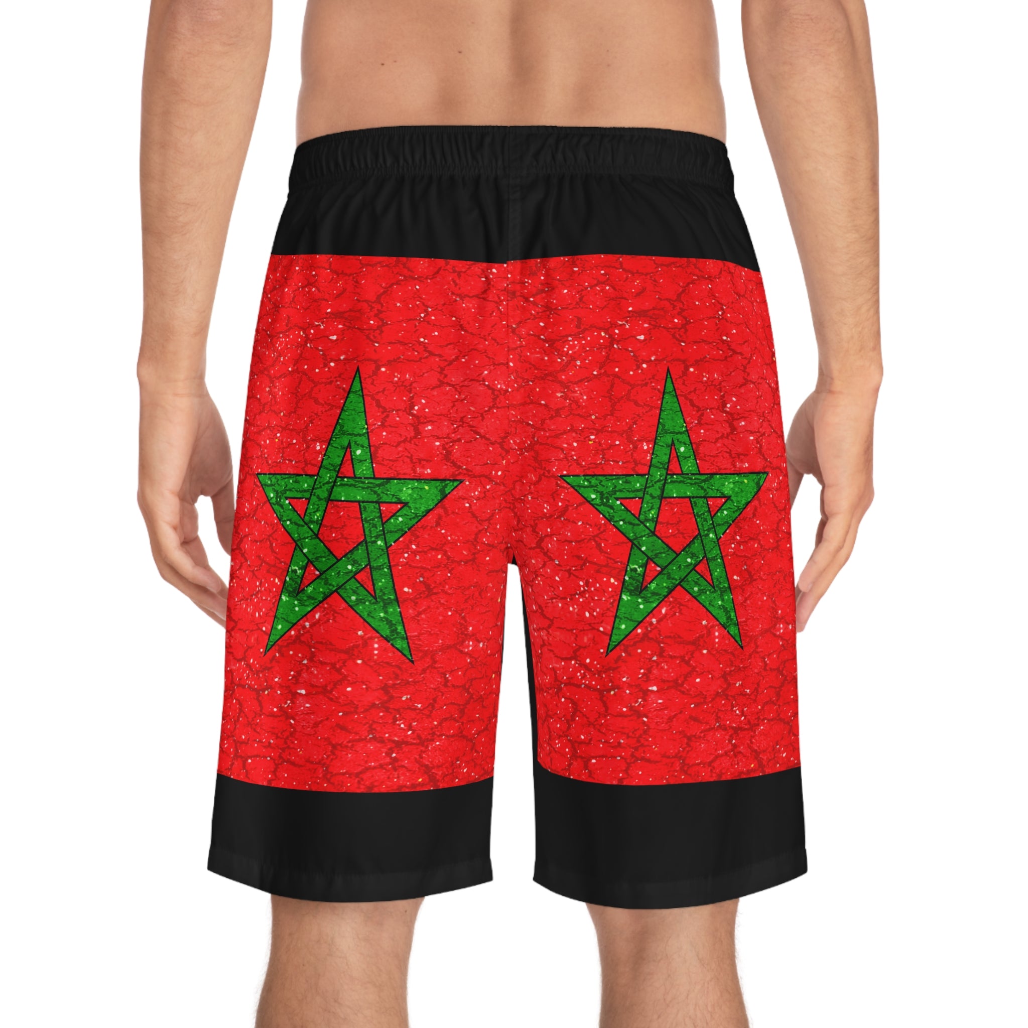 Rich Vibes RR Volt Moroco Grunge Flag Tiger Shield 1.0 Black - Men's Board Shorts (AOP)