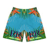 Rich Vibes Volt Turquoise Tropical Jungle Print - Men's Jogger Shorts (AOP)Black