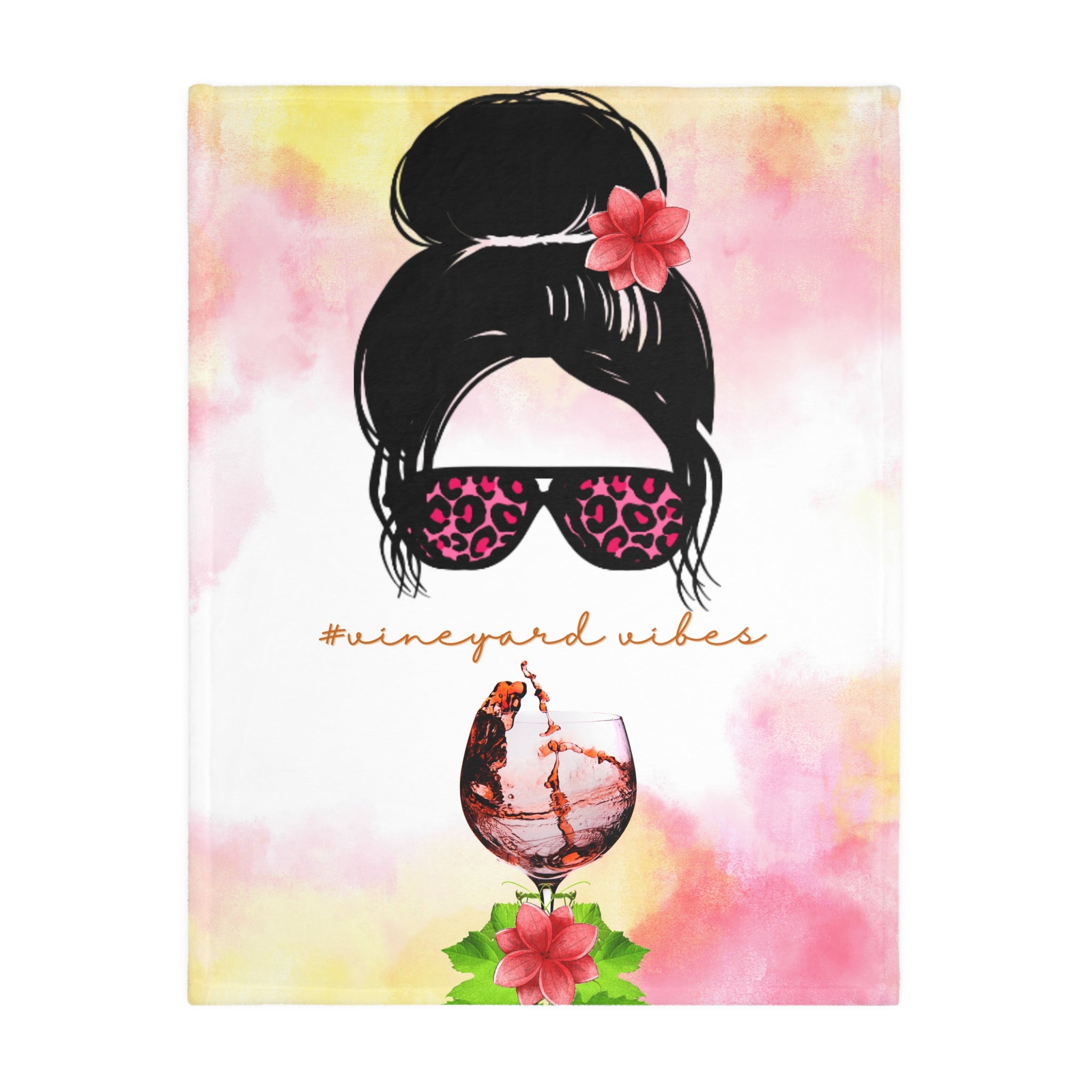 Vineyard Vibes Water Colors Velveteen Minky Blanket (Two-sided print)