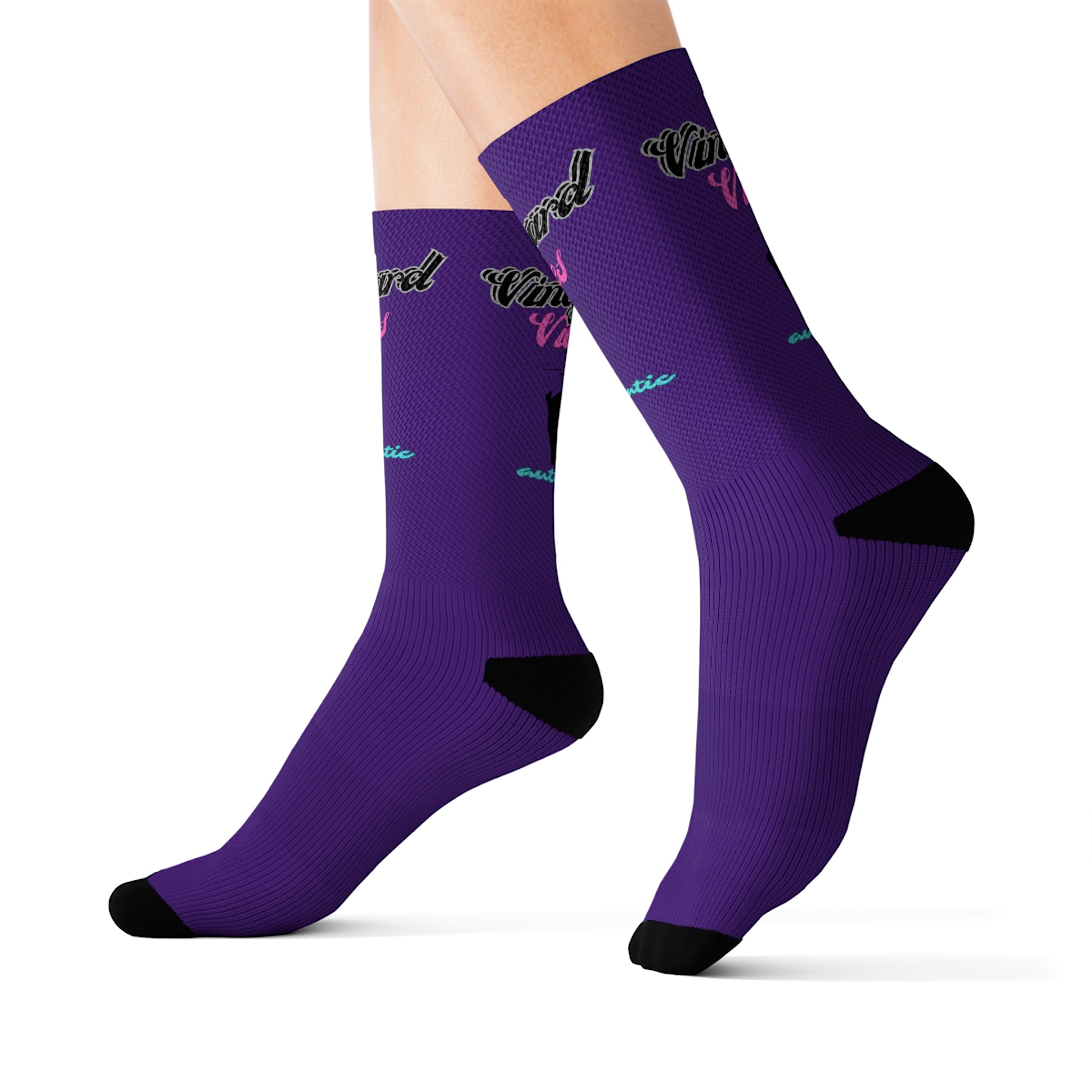 Vineyard Vibes Pink Silhouette Purple - Sublimation Socks