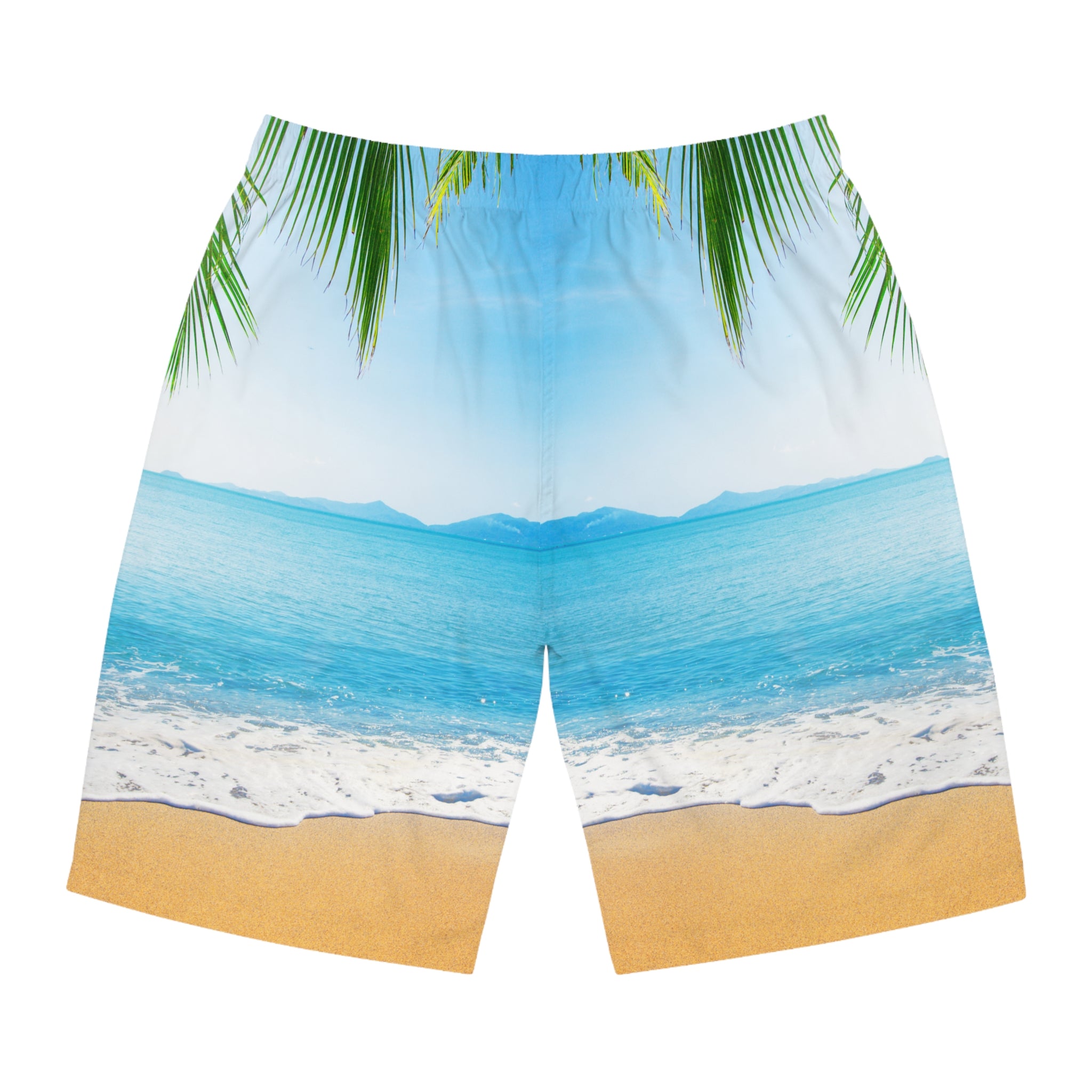 Rich Vibes Sky Blue Sea Foam Beach Chill Vibes - Men's Board Shorts (AOP)