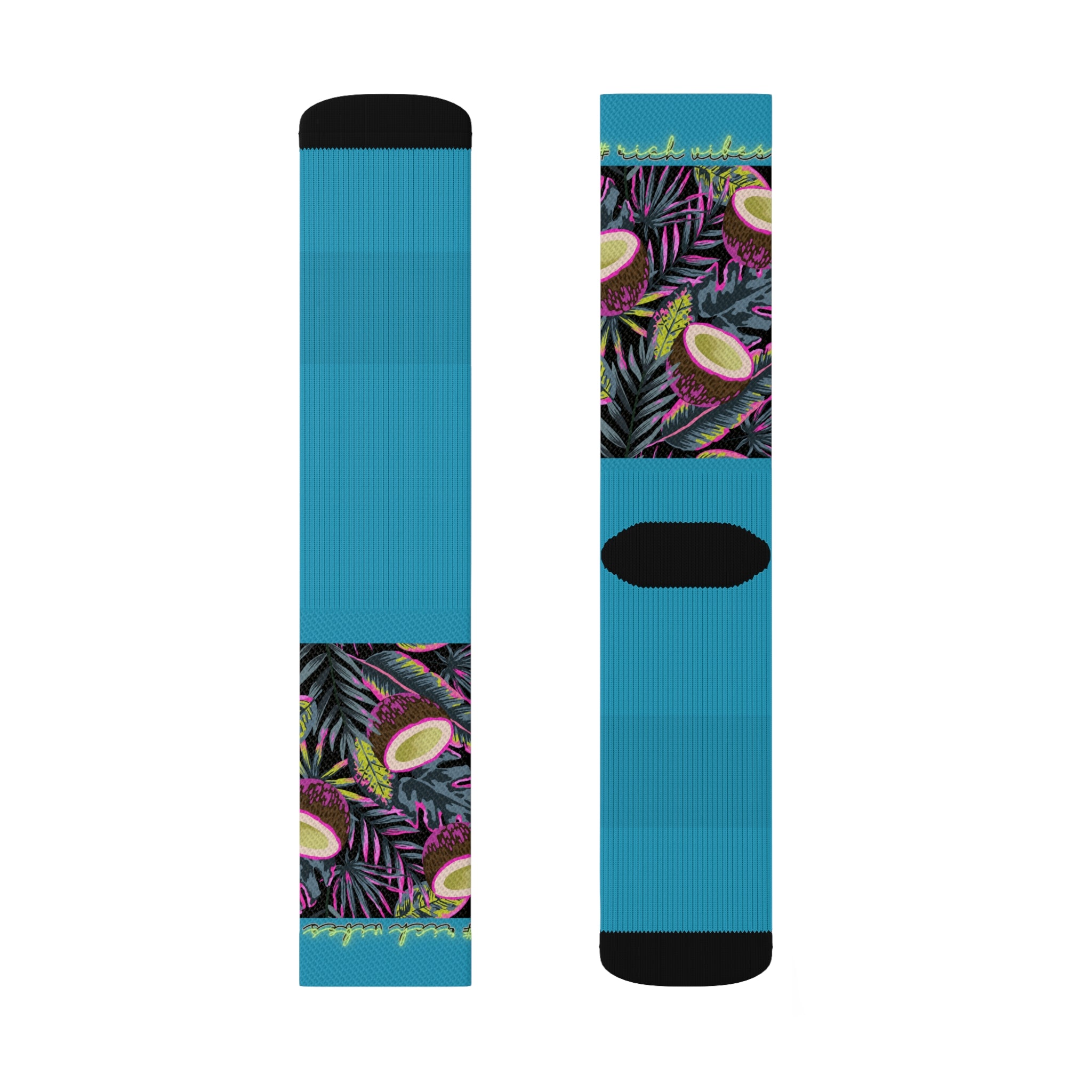Rich Vibes Volt Tropical Coconut Turquoise - Sublimation Socks
