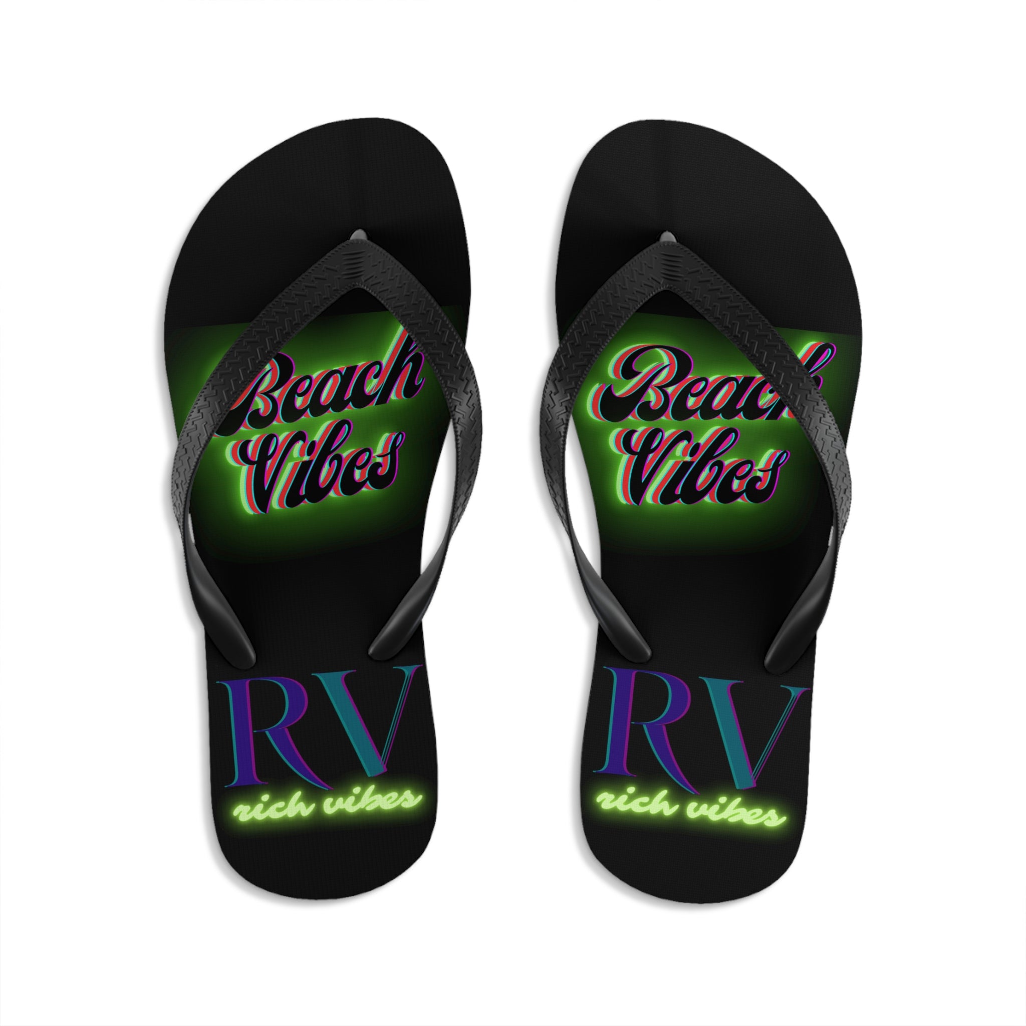 Rich Vibes RV Neon Beach Vibes - Unisex Flip-Flops - M