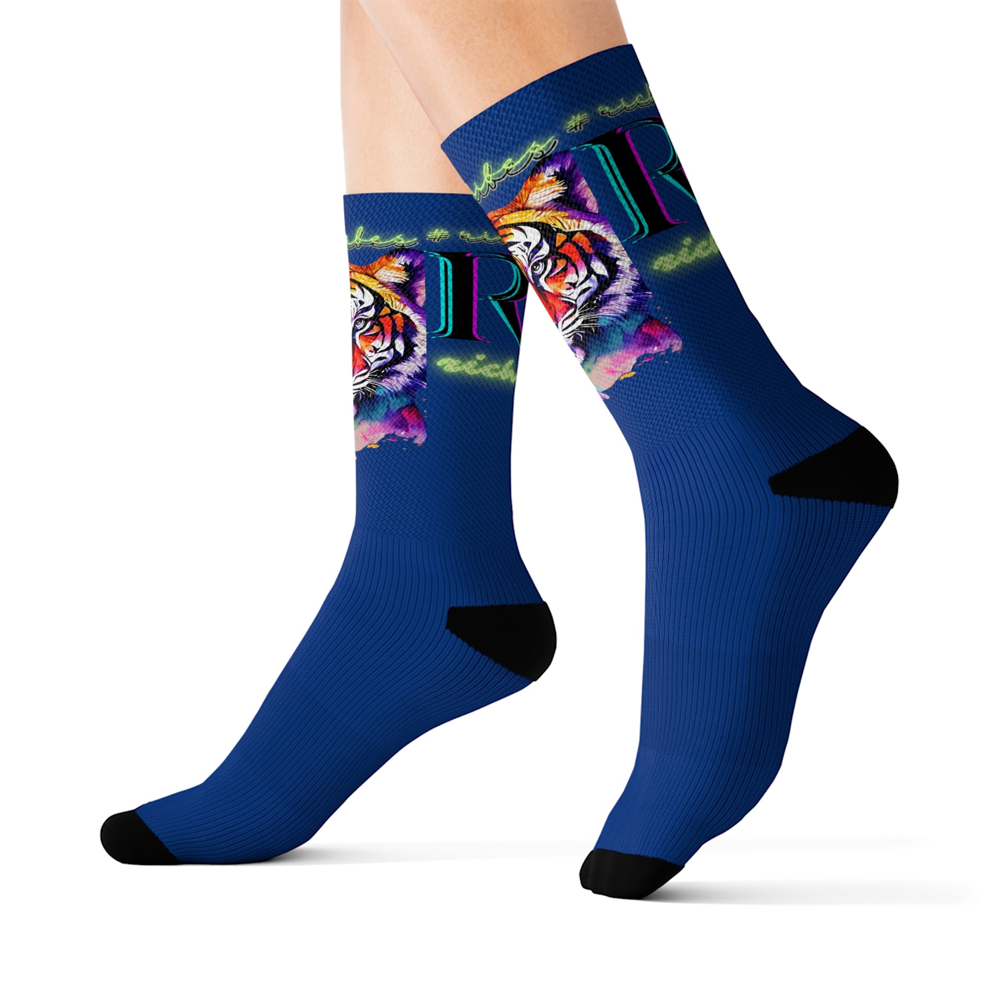 Rich Vibes RR Volt Tropical Jungle Tiger - Sublimation Socks Royal Blue