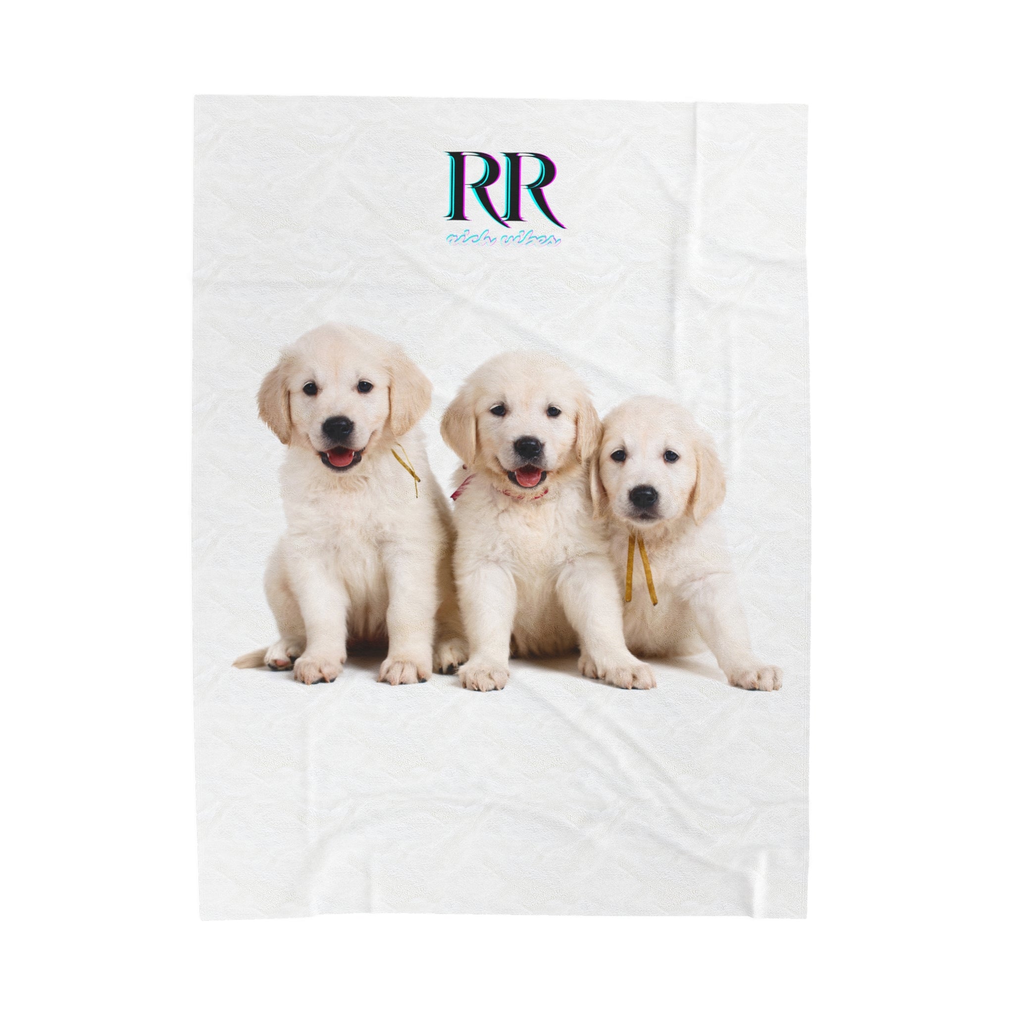 Rich Vibes RR Three White Retriever Pups - Velveteen Plush Blanket White