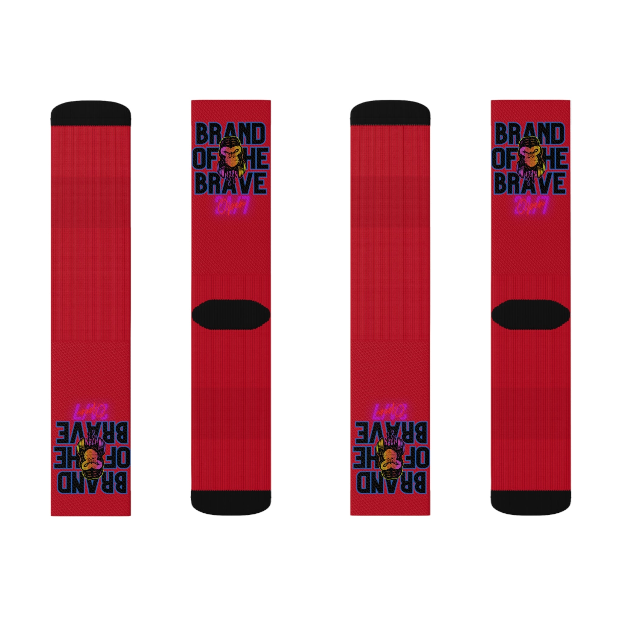 Rich Vibes Brand Of The Brave Red - Sublimation Socks