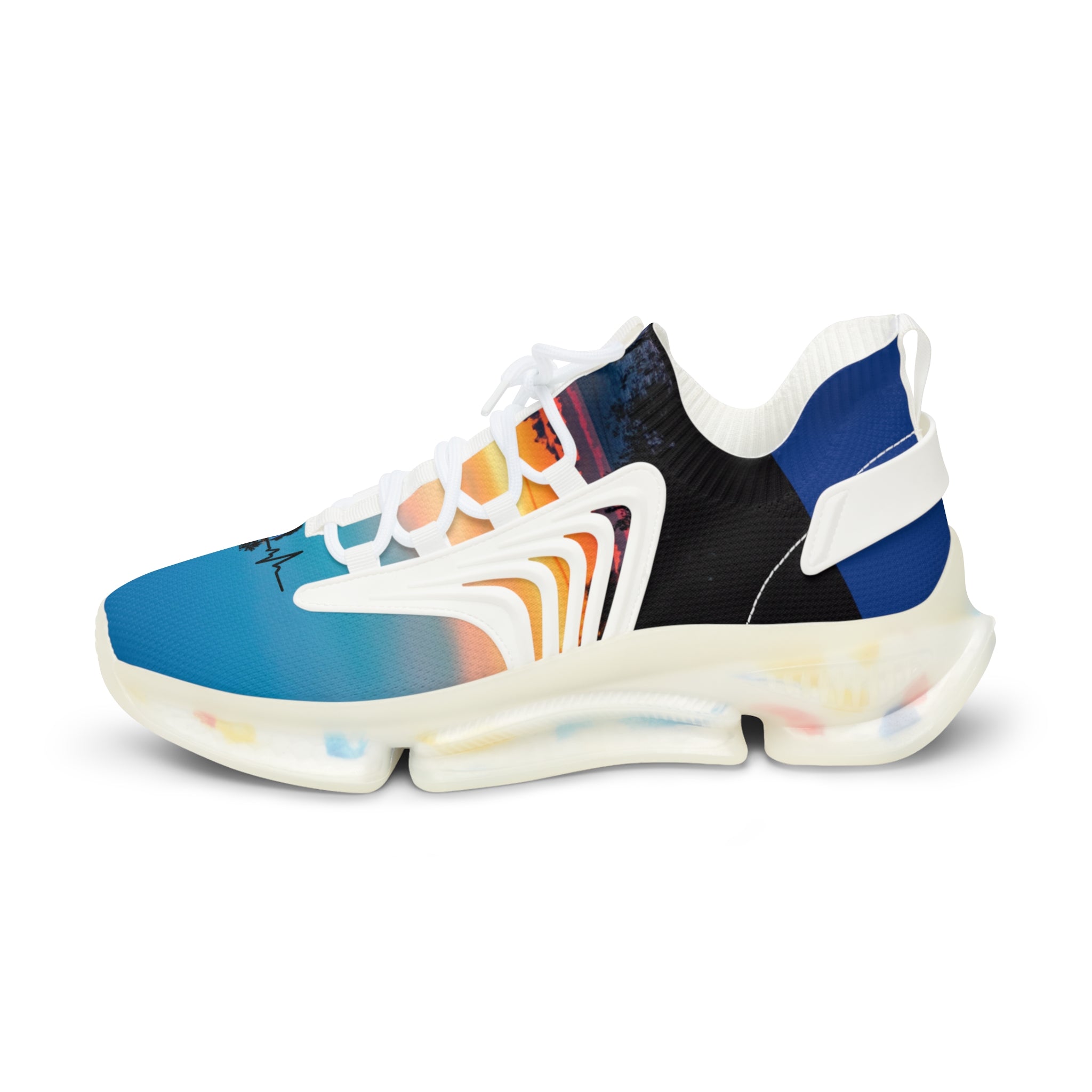 RV5 Black & Royal Blue Summer Sunset Beach - Men's Mesh Sneakers